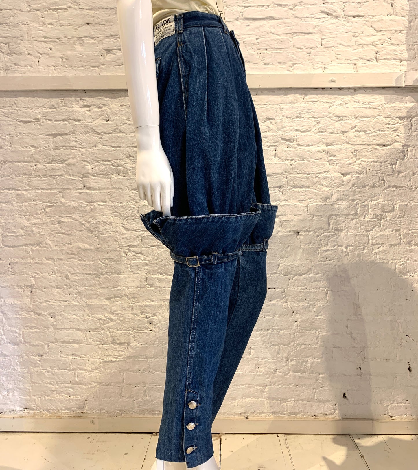 Rare Vintage 1980s Katharine Hamnett X Goldie Utility Cotton Jeans Equestrian Boots