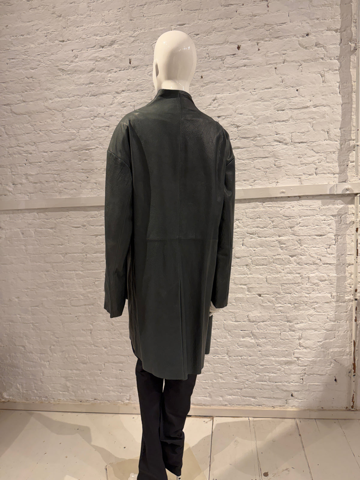 Haider Ackermann Multi-Pocket Utility Cargo Arched Collar  Leather Coat - Brand New NWT