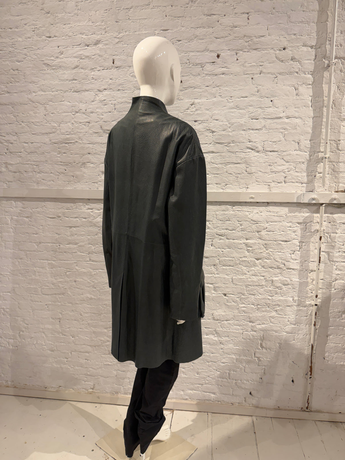 Haider Ackermann Multi-Pocket Utility Cargo Arched Collar  Leather Coat - Brand New NWT
