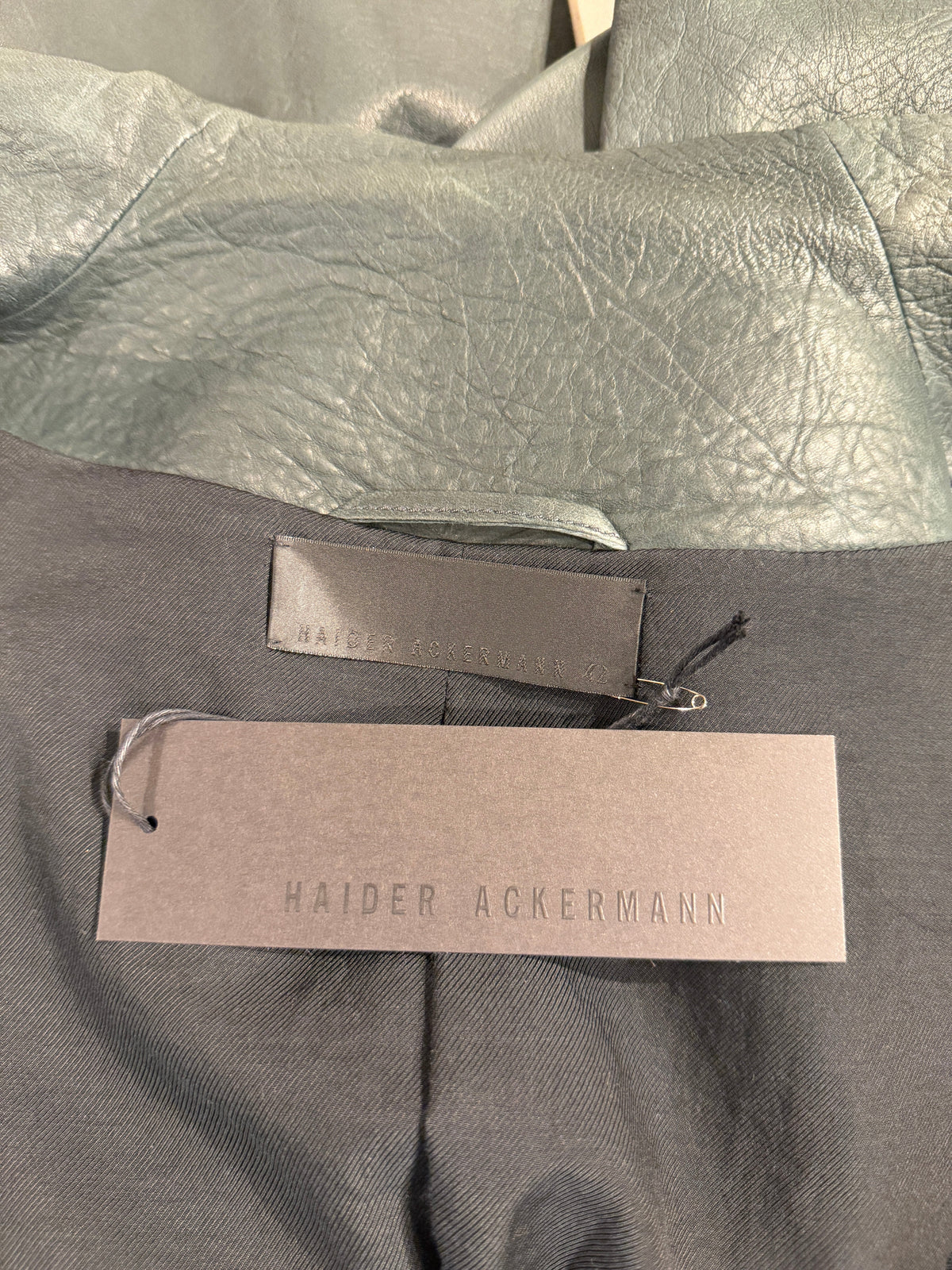 Haider Ackermann Multi-Pocket Utility Cargo Arched Collar  Leather Coat - Brand New NWT