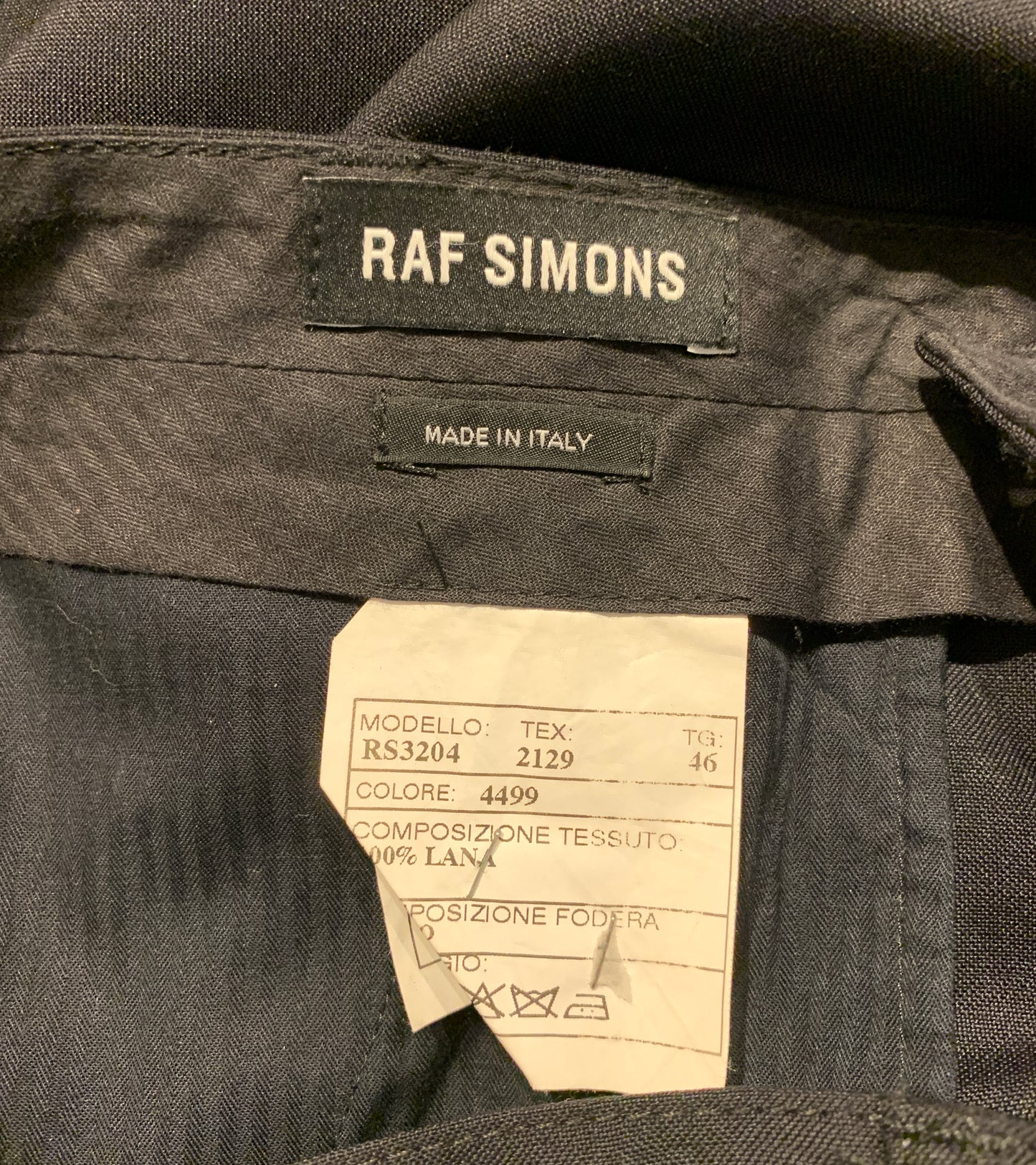 Rare Vintage Raf Simons Wool Tuexedo Darted Knee Trousers