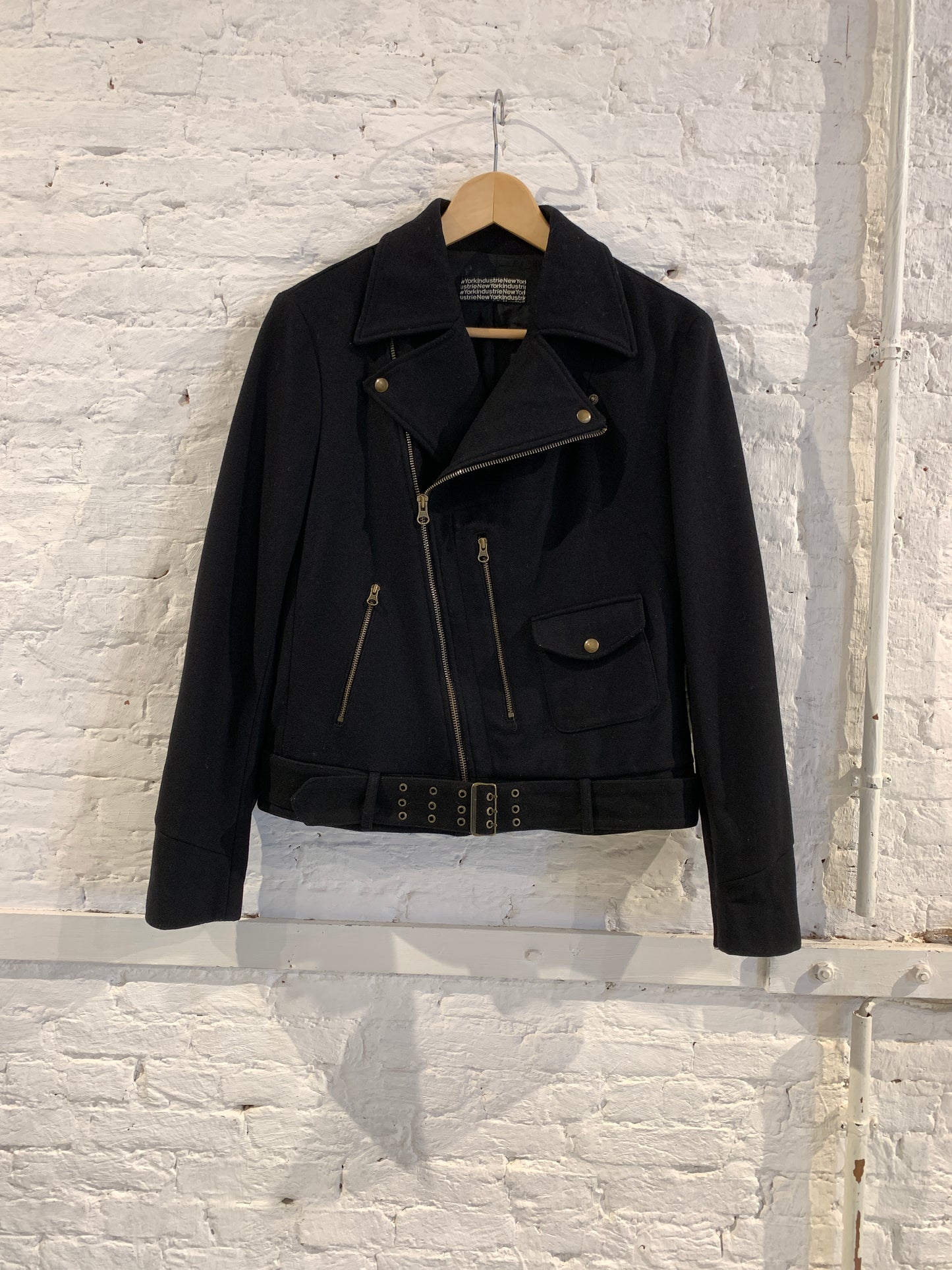Vintage Kostas Murkudis x New York Industries Early 2000 Black Wool Perfecto Jacket
