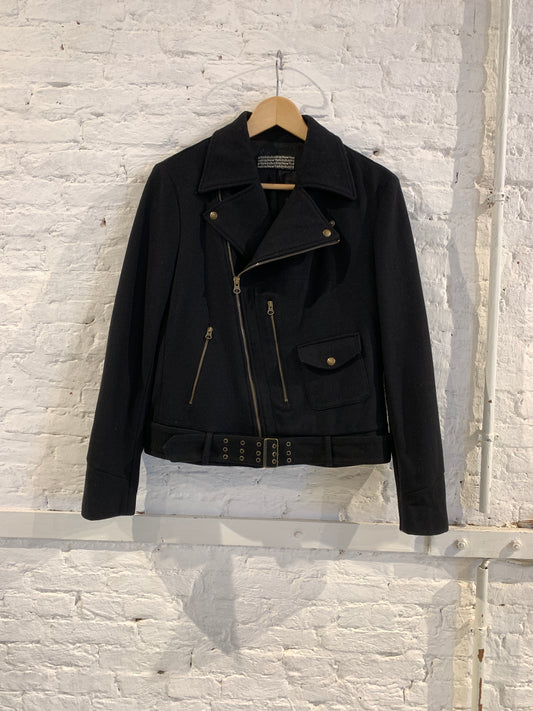 Vintage Kostas Murkudis x New York Industries Early 2000 Black Wool Perfecto Jacket