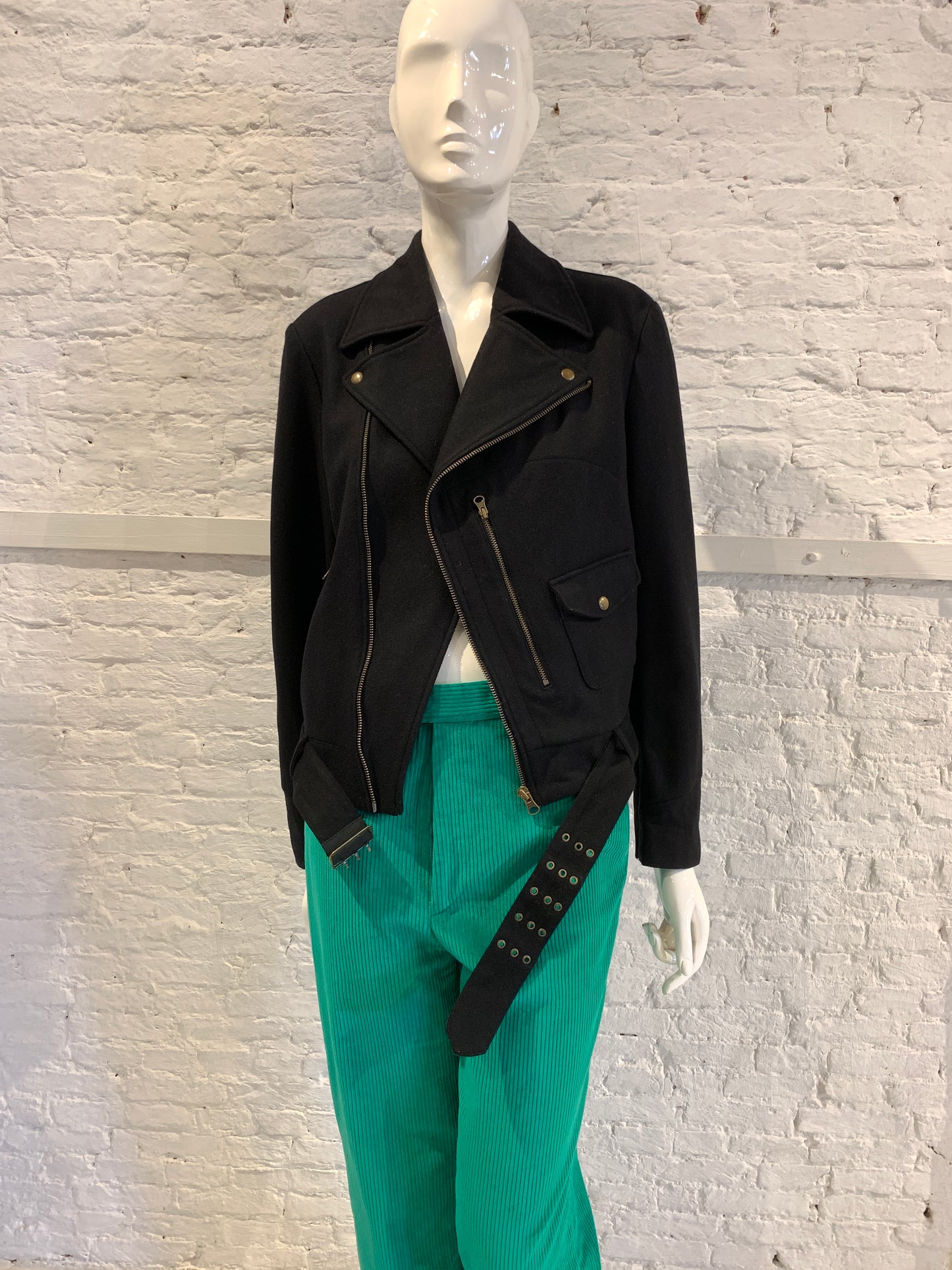 Vintage Kostas Murkudis x New York Industries Early 2000 Black Wool Perfecto Jacket