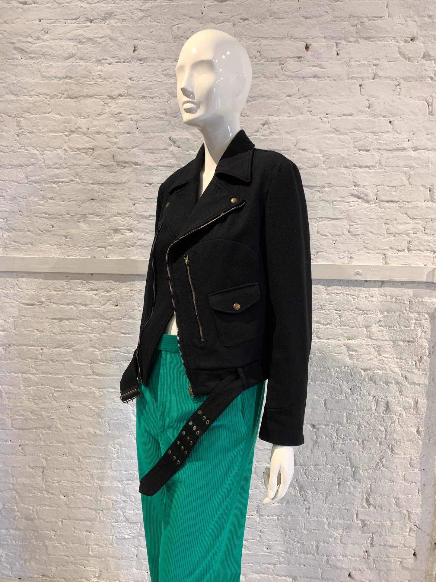 Vintage Kostas Murkudis x New York Industries Early 2000 Black Wool Perfecto Jacket