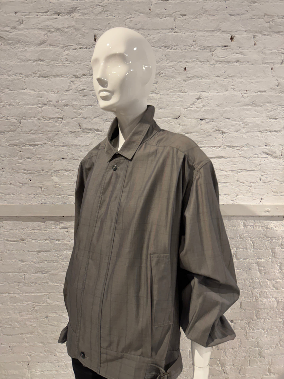 Vintage 1980s  Emanuel Ungaro Uomo Grey Cotton Prince of Wales Blouson Jacket