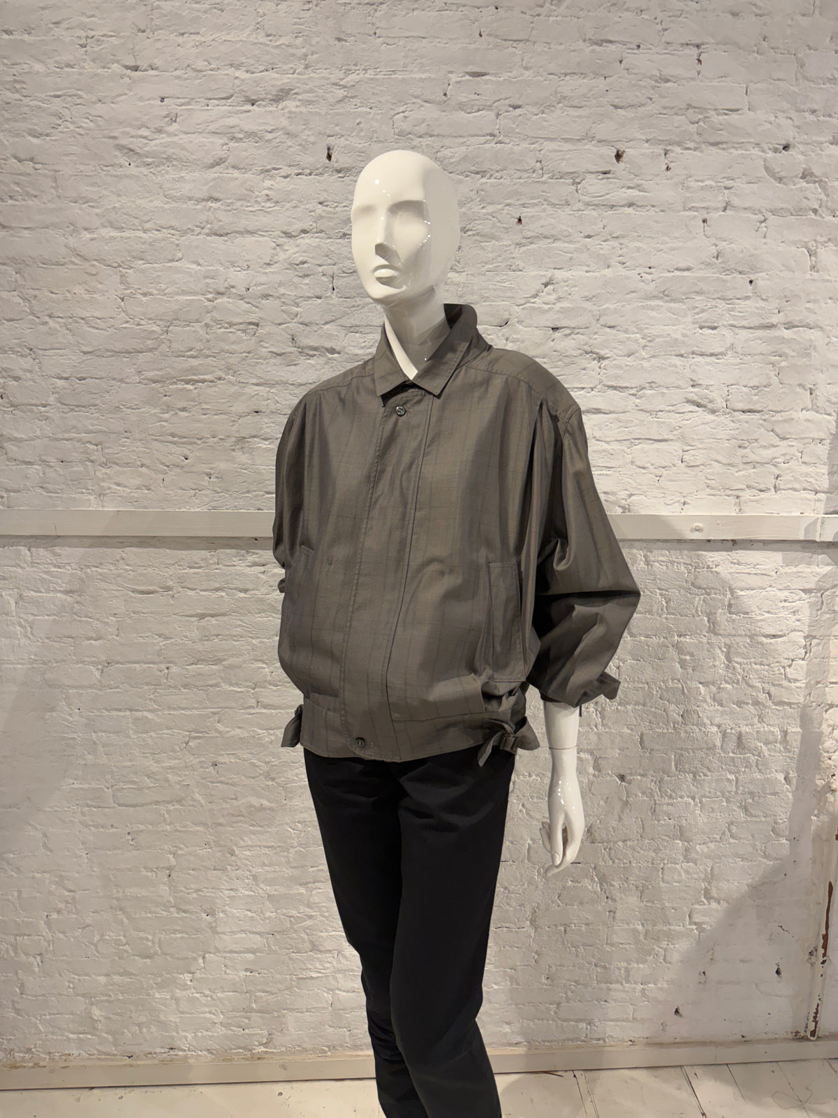 Vintage 1980s  Emanuel Ungaro Uomo Grey Cotton Prince of Wales Blouson Jacket
