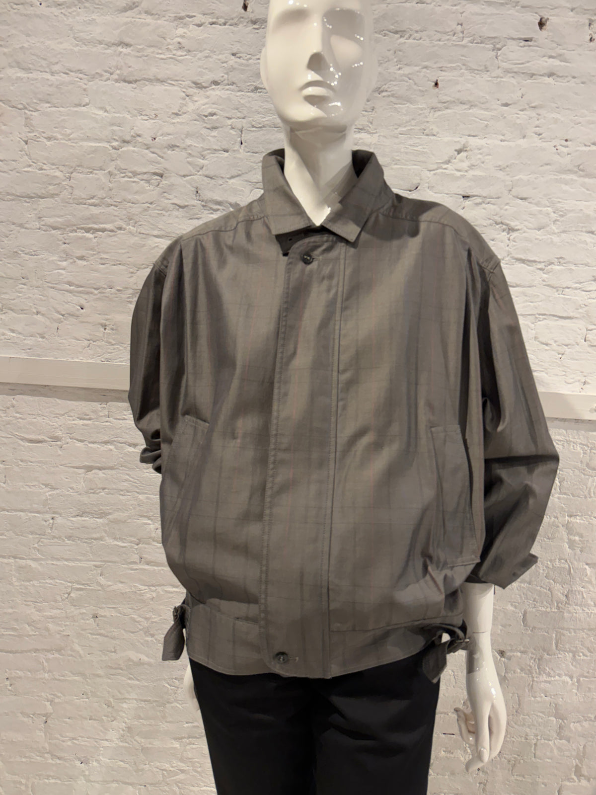 Vintage 1980s  Emanuel Ungaro Uomo Grey Cotton Prince of Wales Blouson Jacket