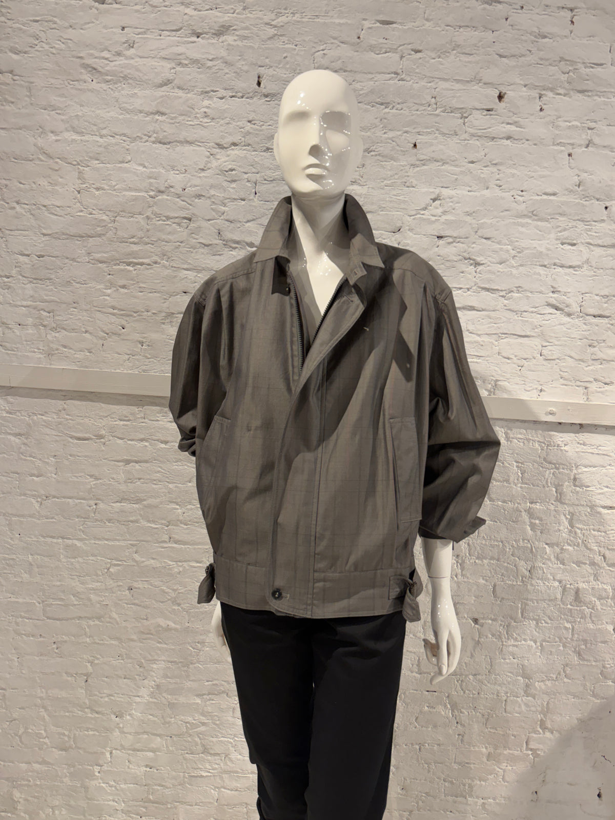 Vintage 1980s  Emanuel Ungaro Uomo Grey Cotton Prince of Wales Blouson Jacket