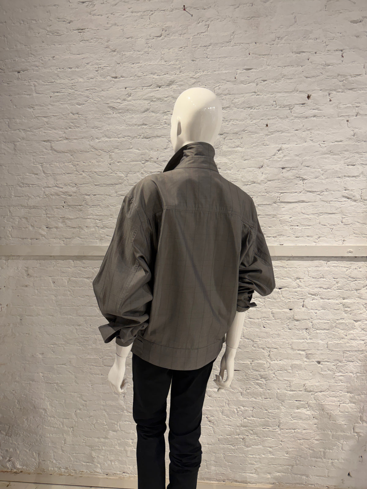 Vintage 1980s  Emanuel Ungaro Uomo Grey Cotton Prince of Wales Blouson Jacket