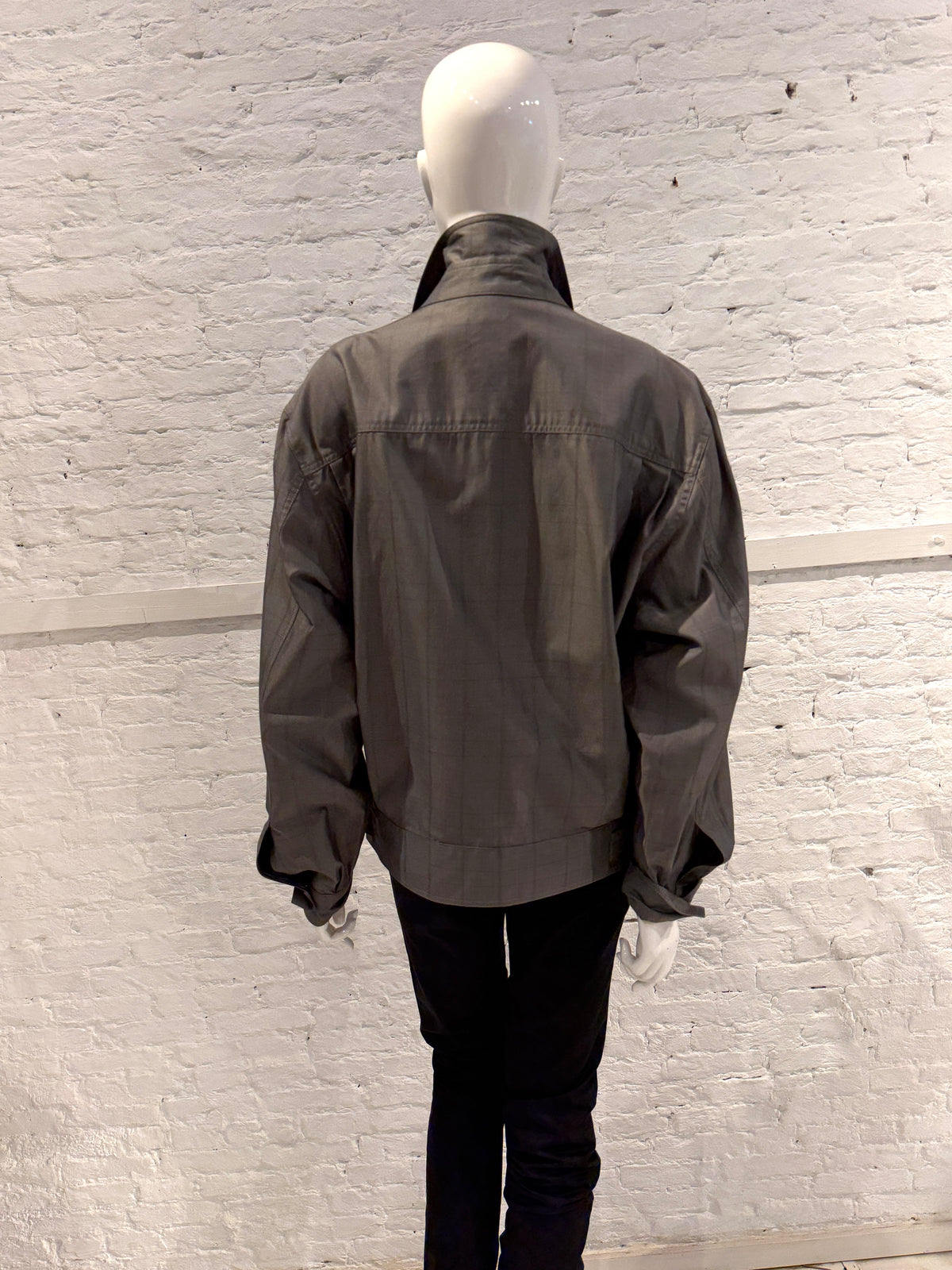 Vintage 1980s  Emanuel Ungaro Uomo Grey Cotton Prince of Wales Blouson Jacket