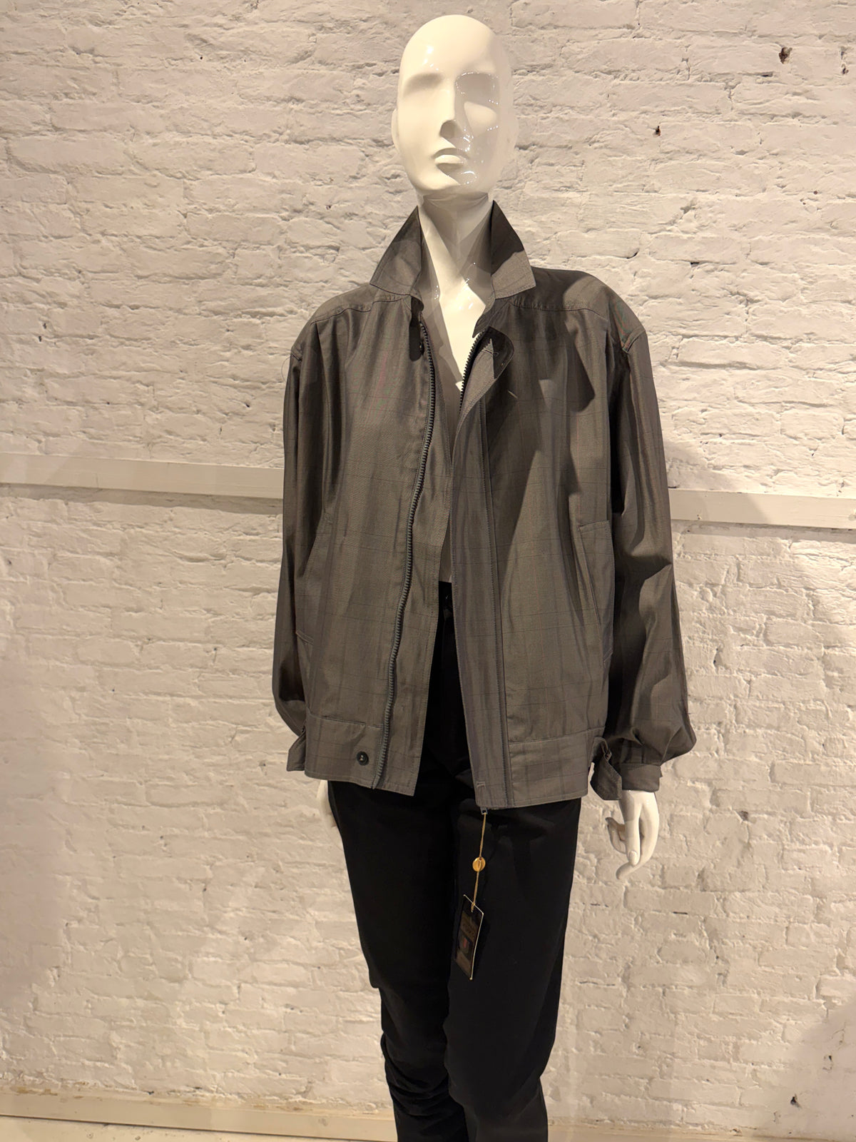 Vintage 1980s  Emanuel Ungaro Uomo Grey Cotton Prince of Wales Blouson Jacket