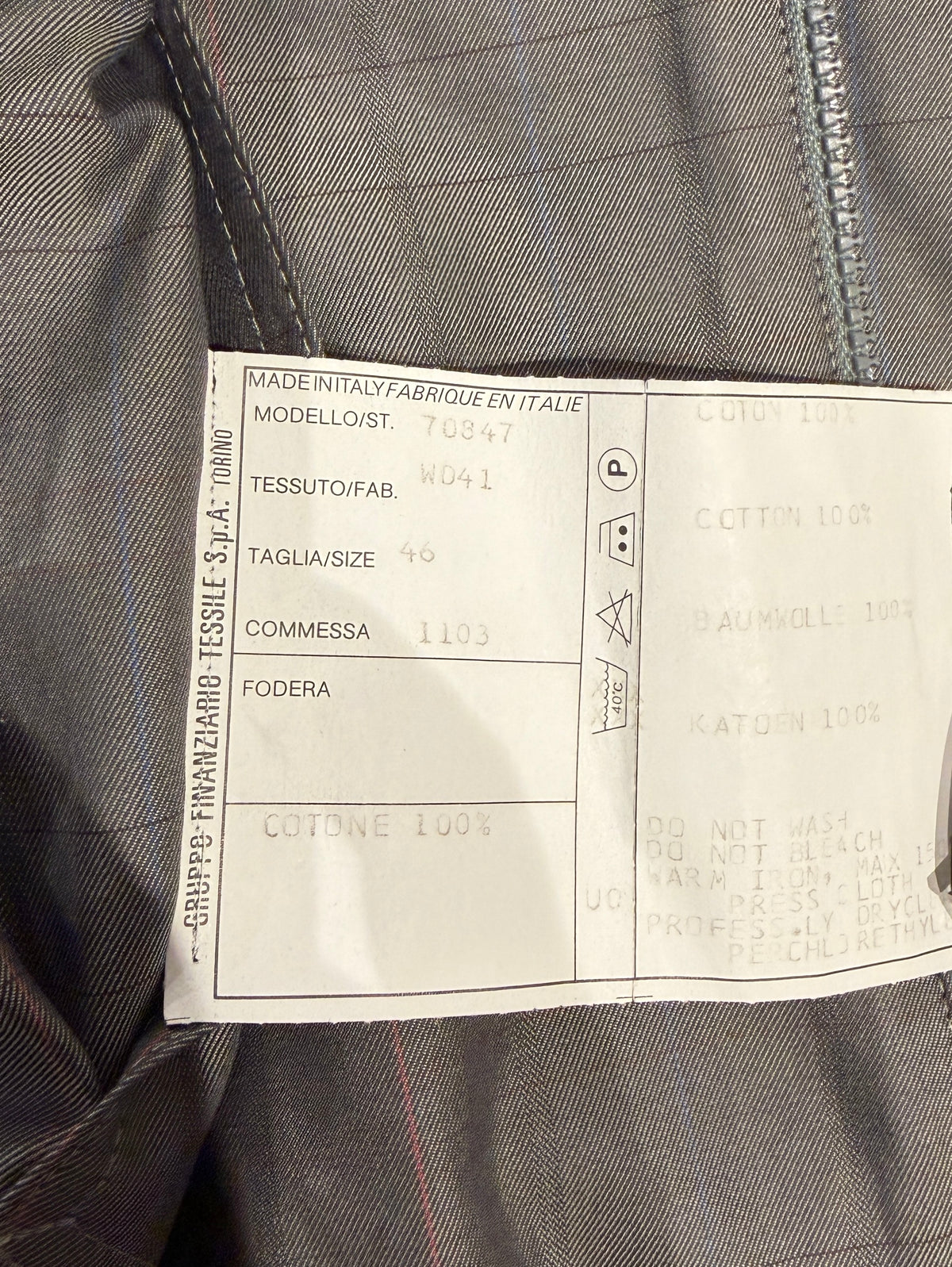 Vintage 1980s  Emanuel Ungaro Uomo Grey Cotton Prince of Wales Blouson Jacket