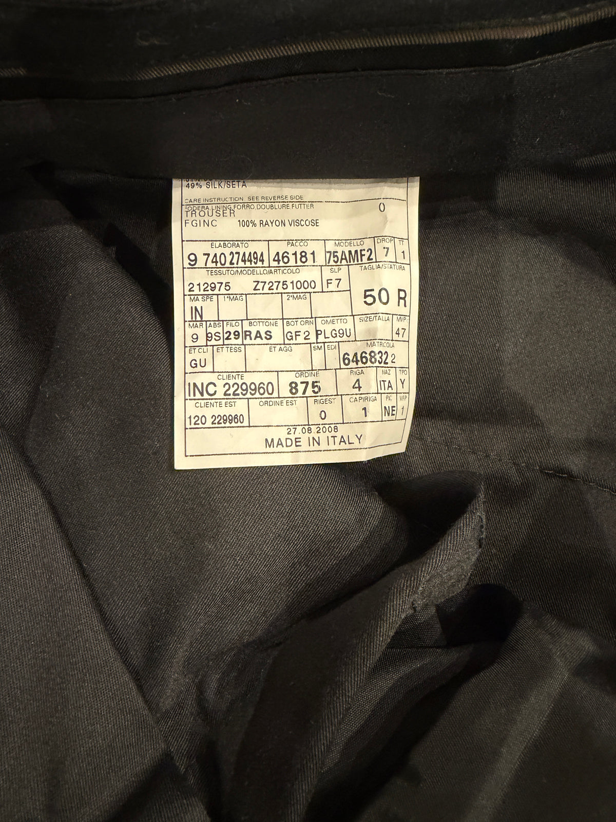 NWT Archival 2008 Gucci Cotton-Silk Tuxedo Trousers - Size IT 50