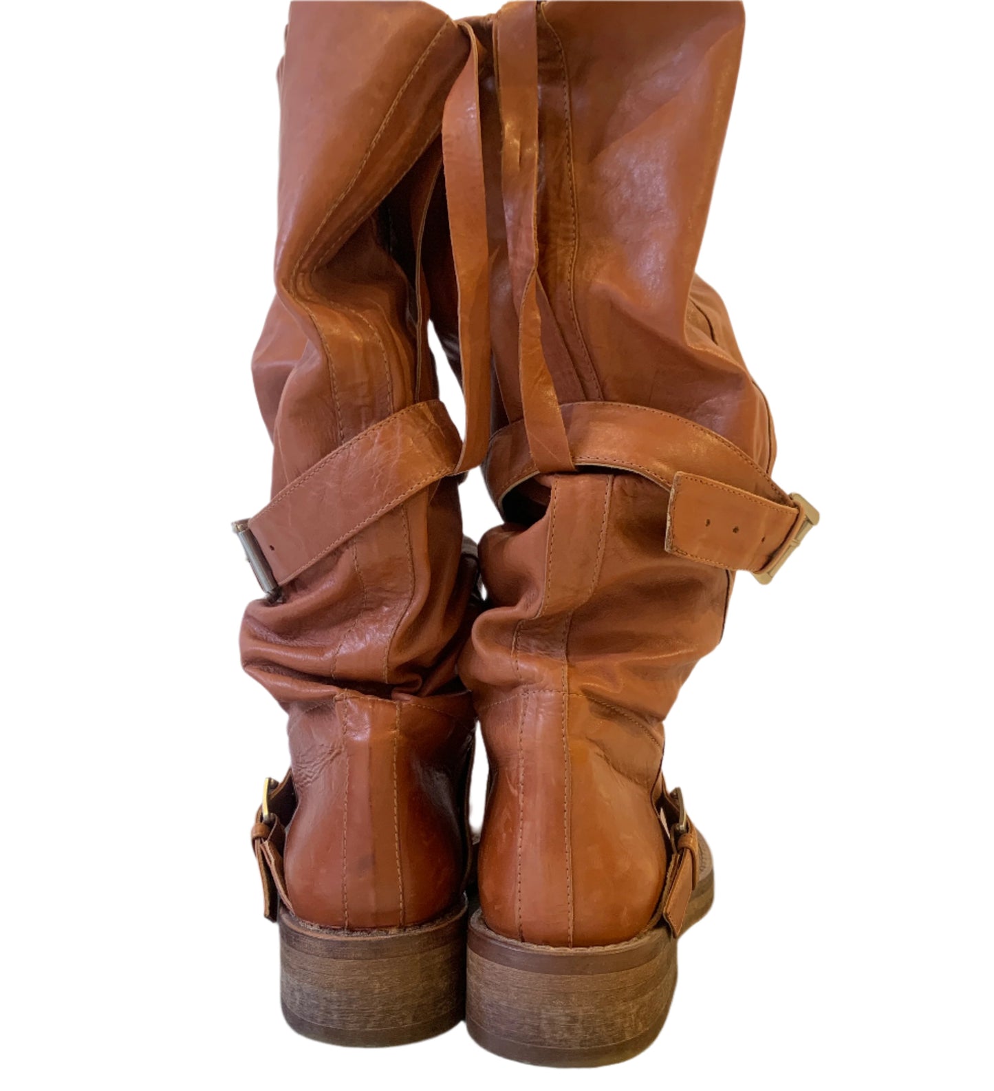 Vintage Ann Demeulemeester  Slouchy Brown Leather Biker boots Size 39