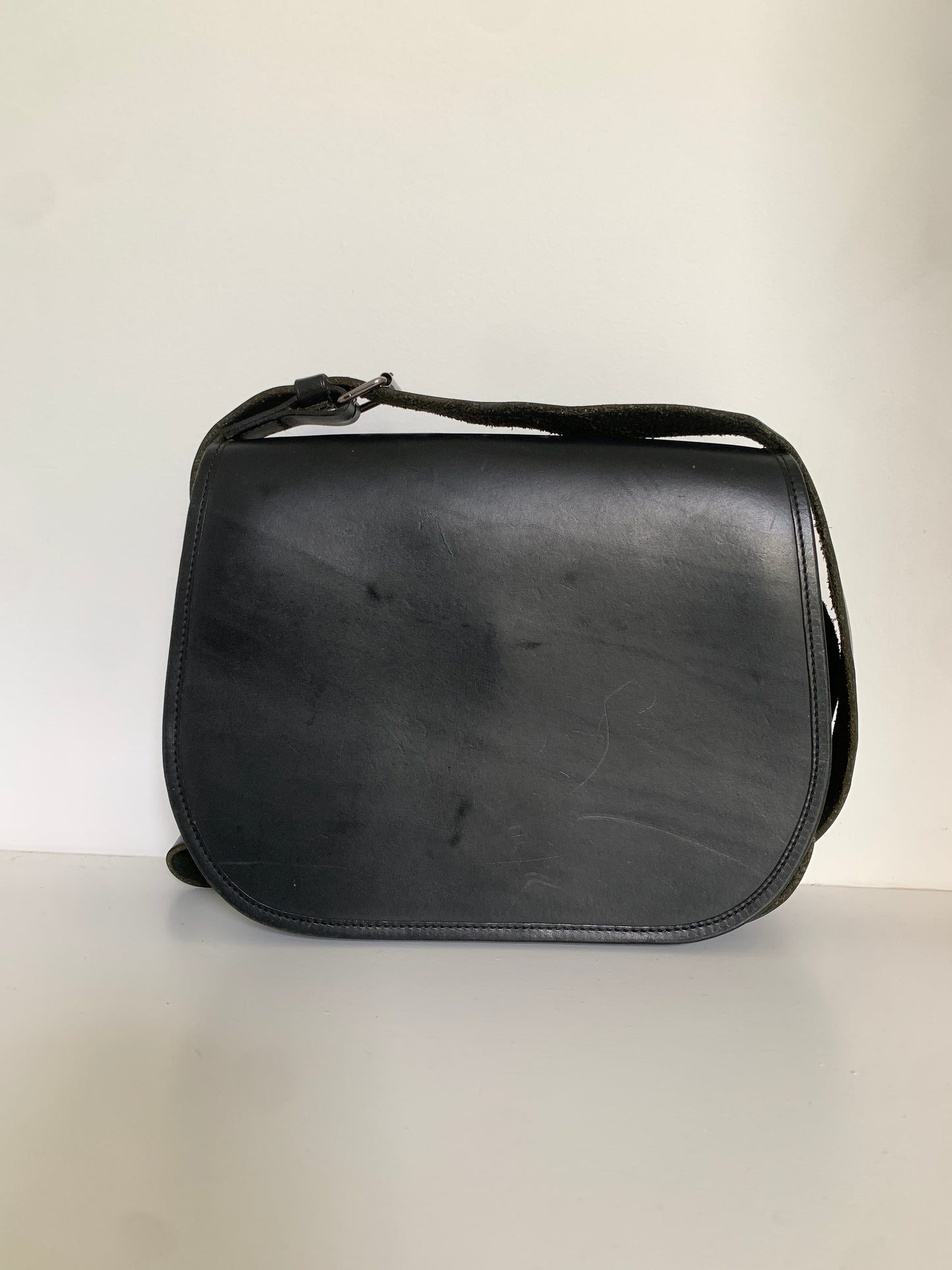 Vintage Veronique Branquinho Black Leather Saddle Bag
