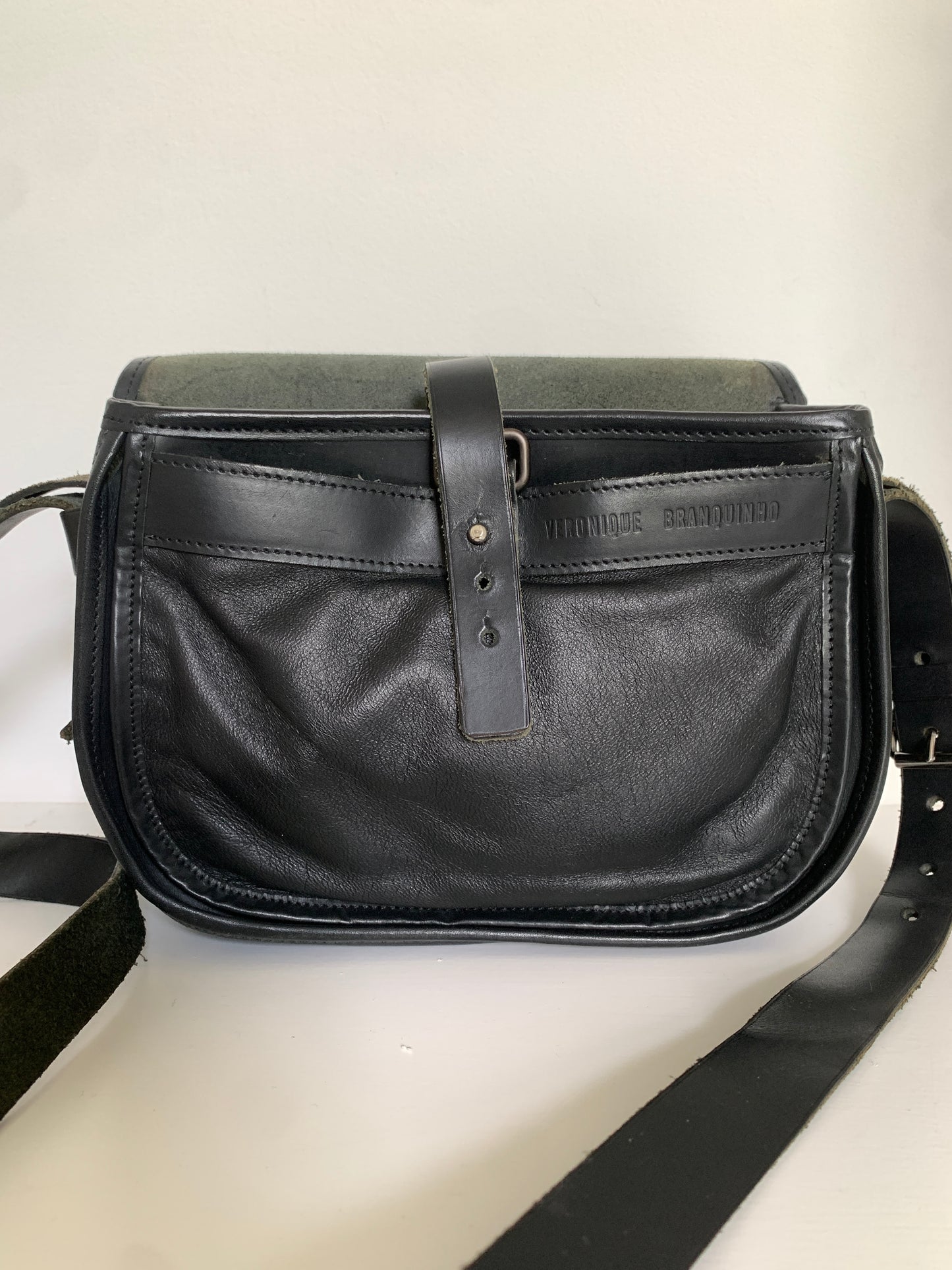 Vintage Veronique Branquinho Black Leather Saddle Bag
