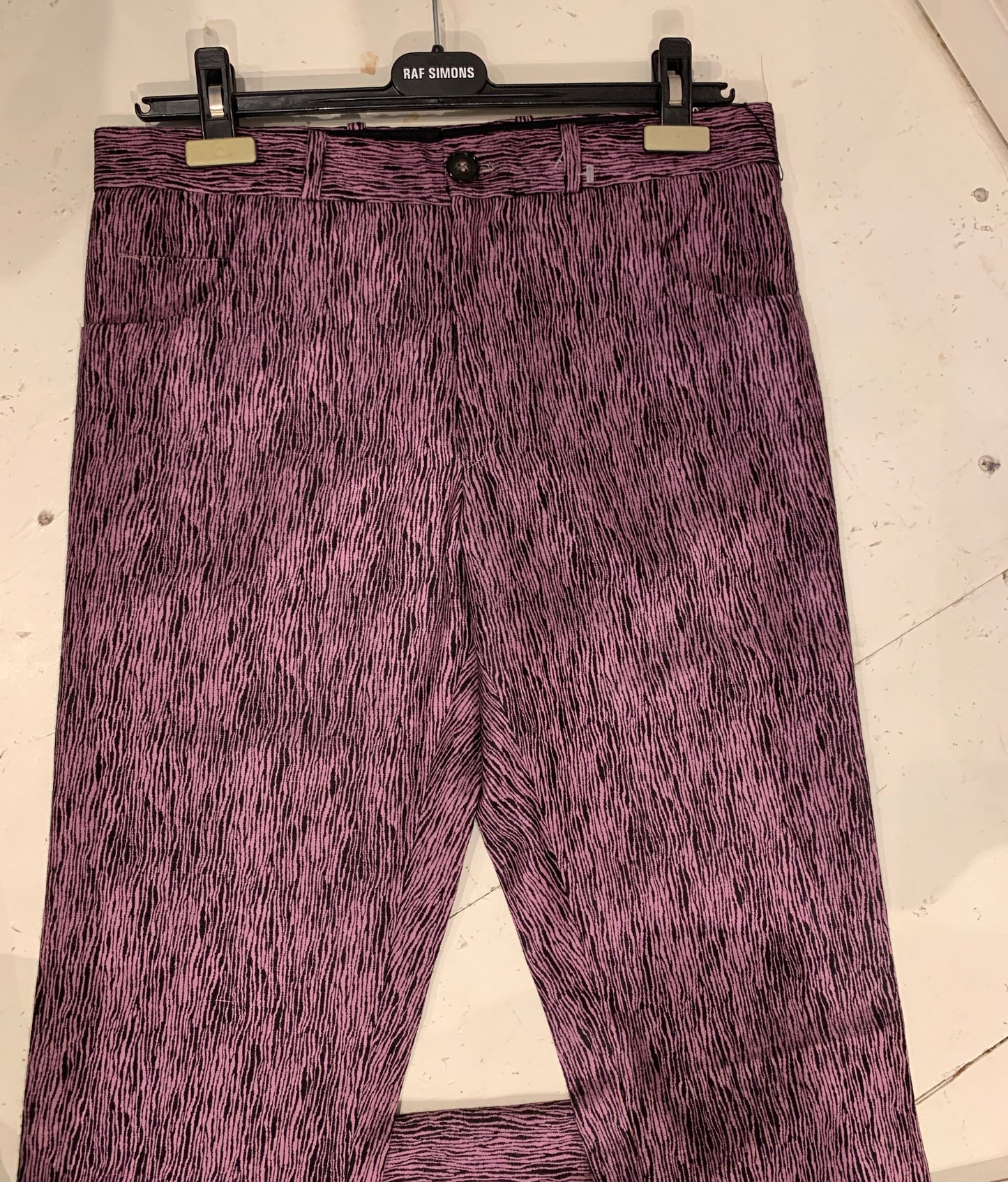 Raf Simons S/S 1998 Black Palms Collection Zebra Print Skinn Trousers Show Piece