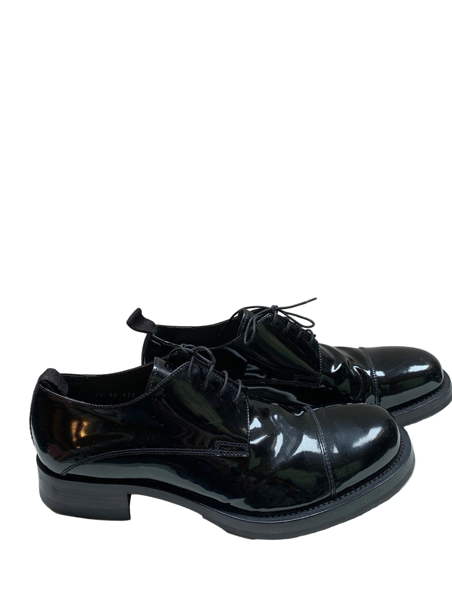 Vintage Miu Miu Men's Black Patent Leather Derby Shoes