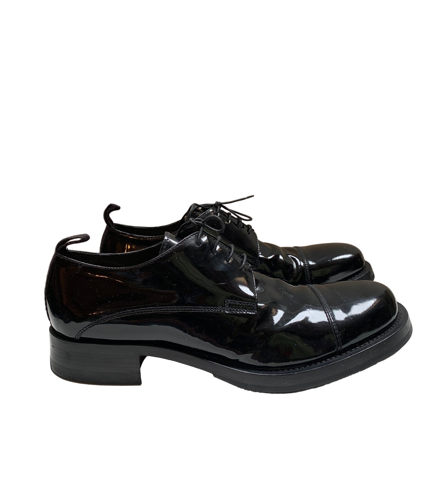 Vintage Miu Miu Men's Black Patent Leather Derby Shoes
