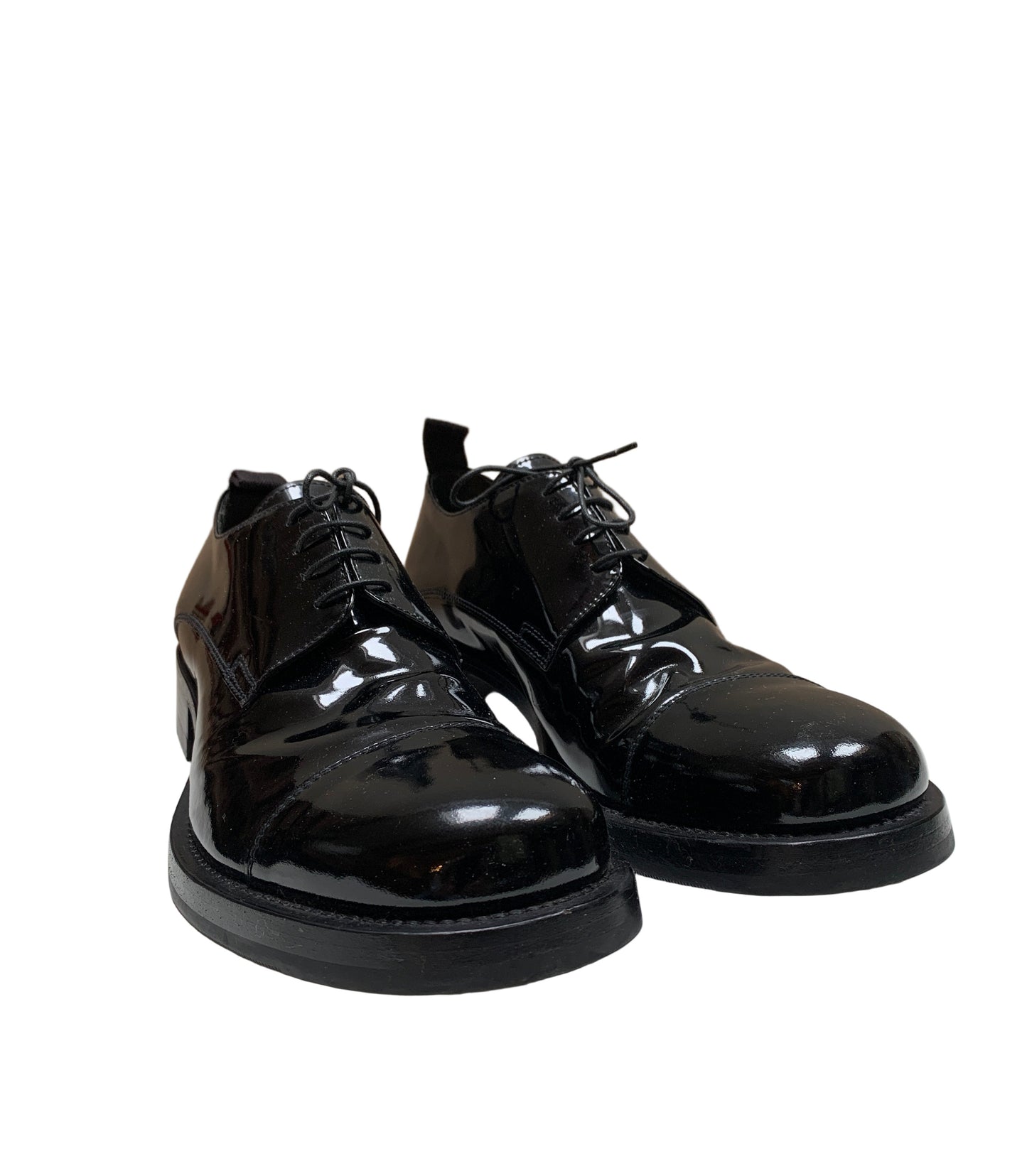 Vintage Miu Miu Men's Black Patent Leather Derby Shoes