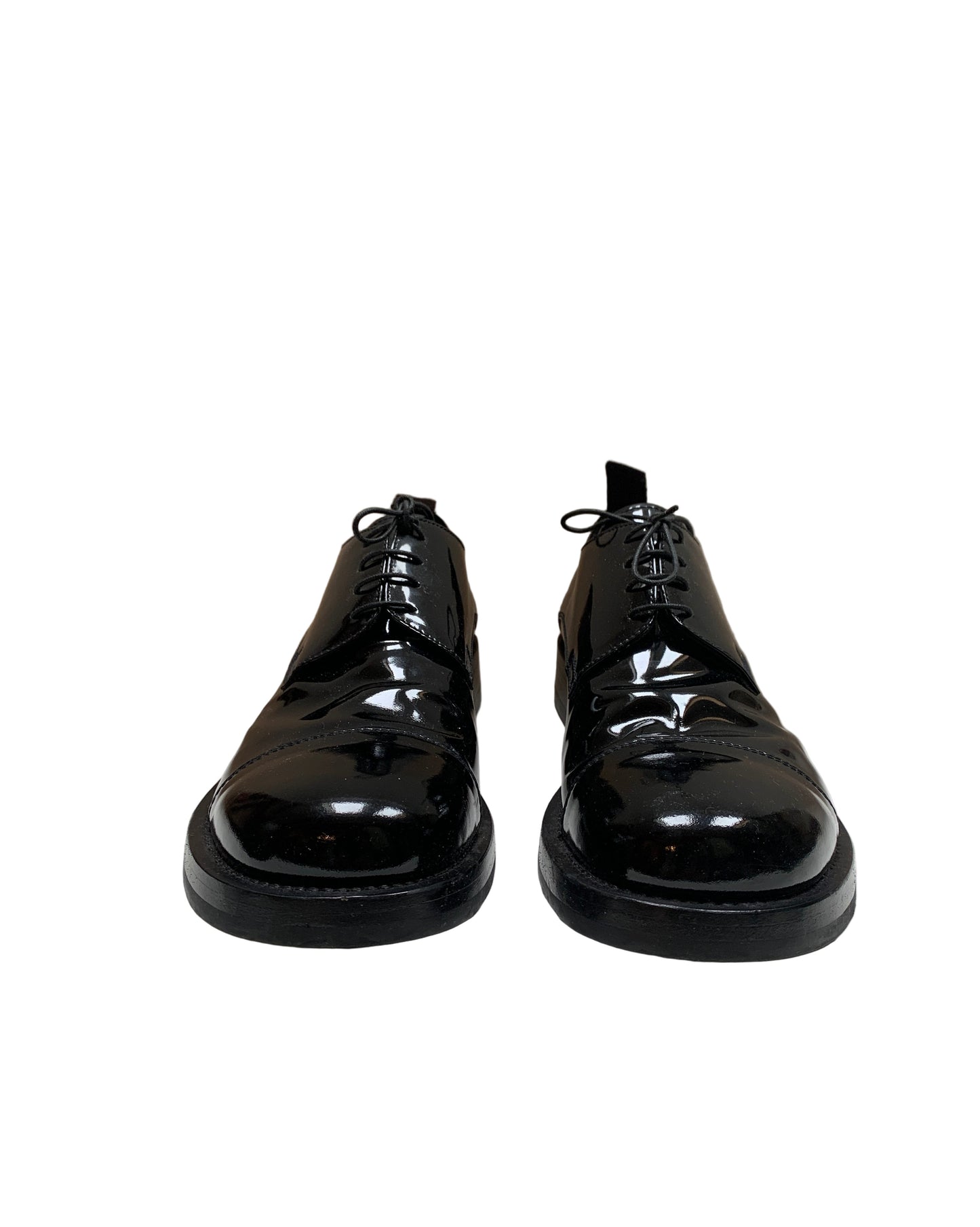 Vintage Miu Miu Men's Black Patent Leather Derby Shoes