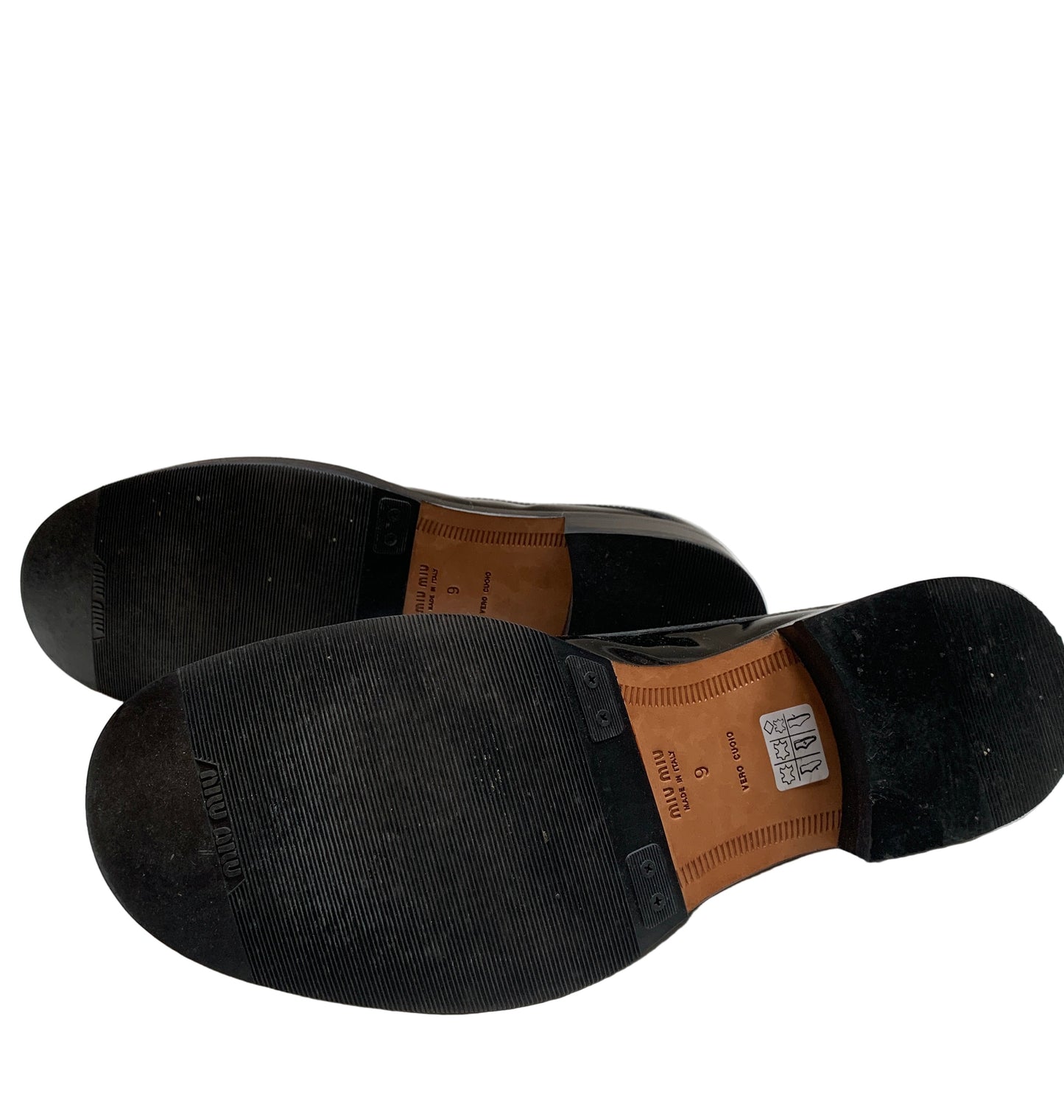 Vintage Miu Miu Men's Black Patent Leather Derby Shoes