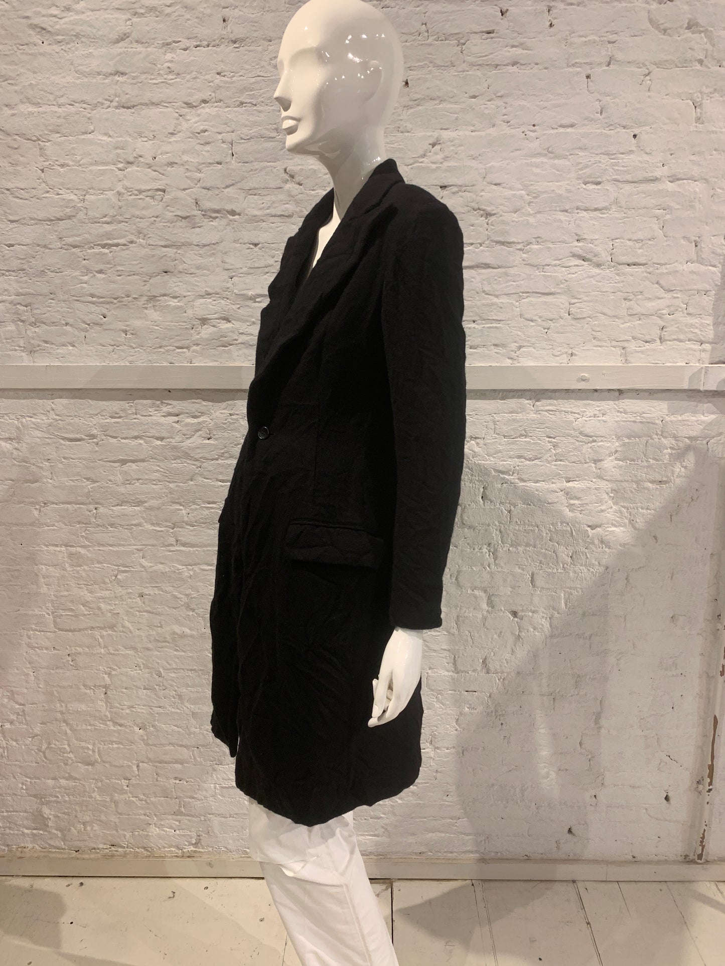 Yohji Yamamoto +Noir Black Wool Frock Coat Permanent Crease