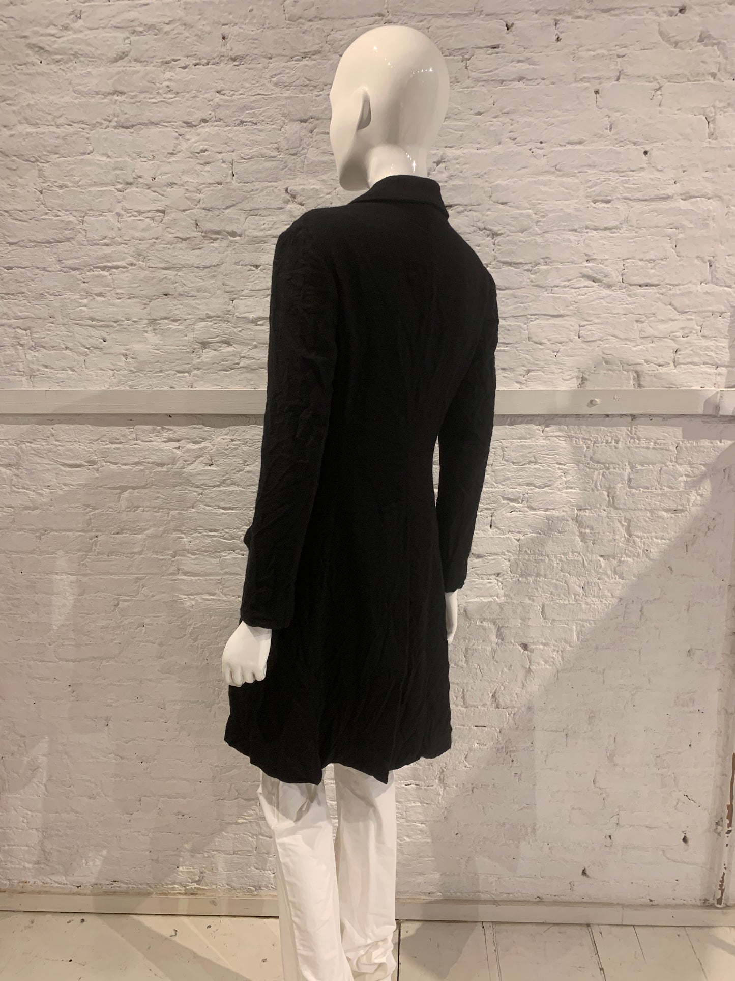 Yohji Yamamoto +Noir Black Wool Frock Coat Permanent Crease