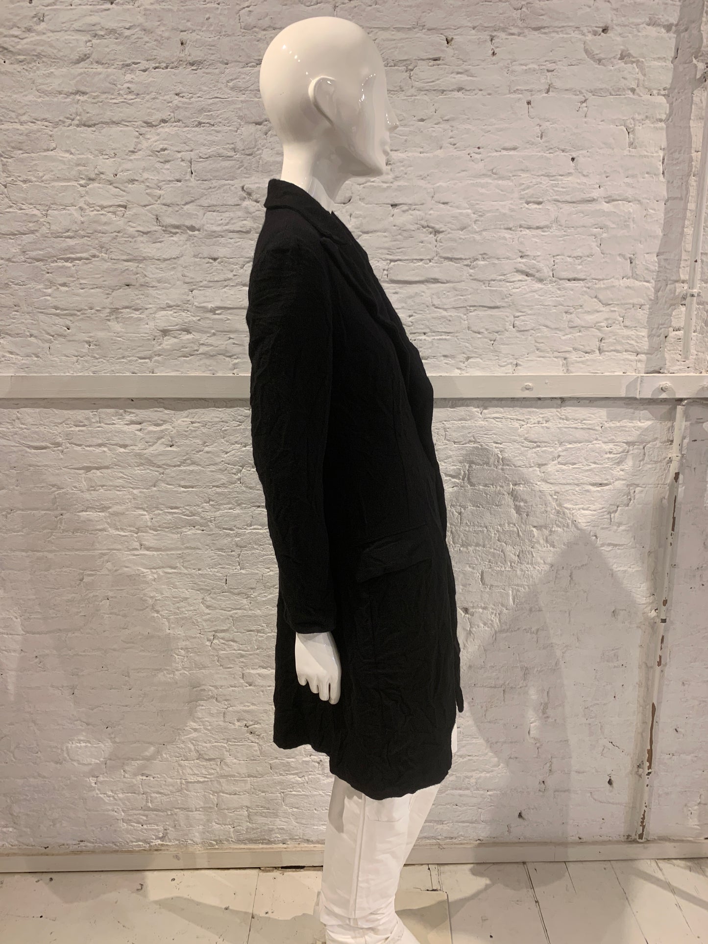Yohji Yamamoto +Noir Black Wool Frock Coat Permanent Crease