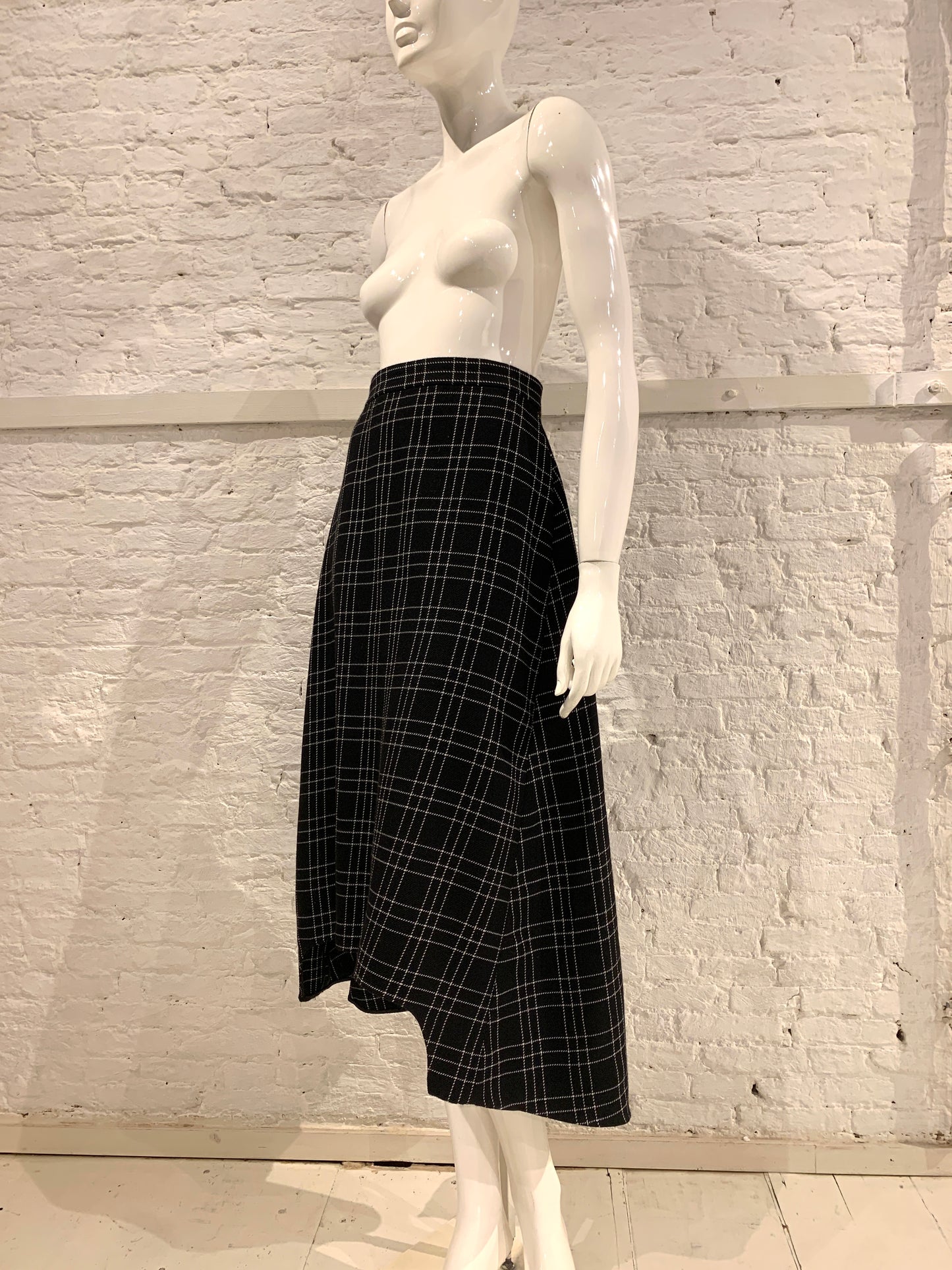 Alexander McQueen Wool  Windowpane Plaid  Peplum Asymmetric Skirt