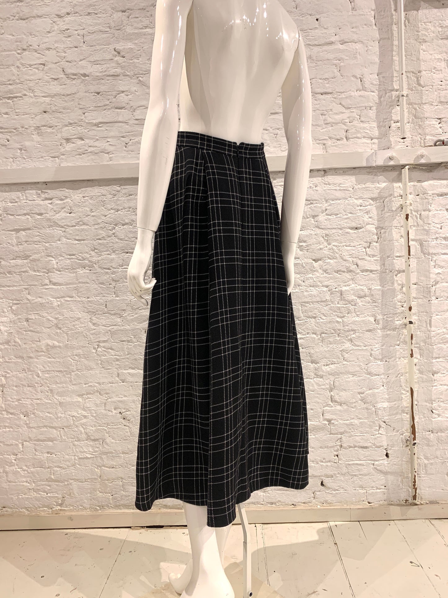 Alexander McQueen Wool  Windowpane Plaid  Peplum Asymmetric Skirt