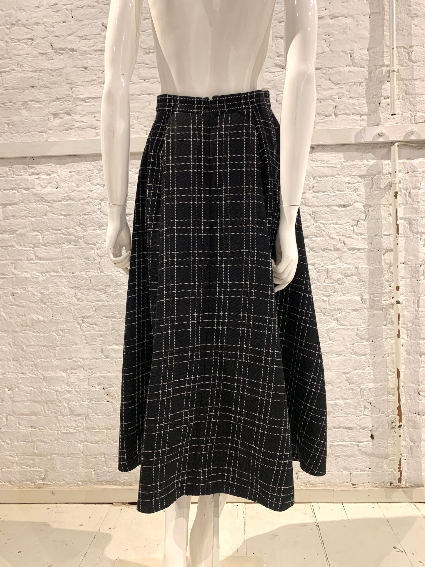Alexander McQueen Wool  Windowpane Plaid  Peplum Asymmetric Skirt