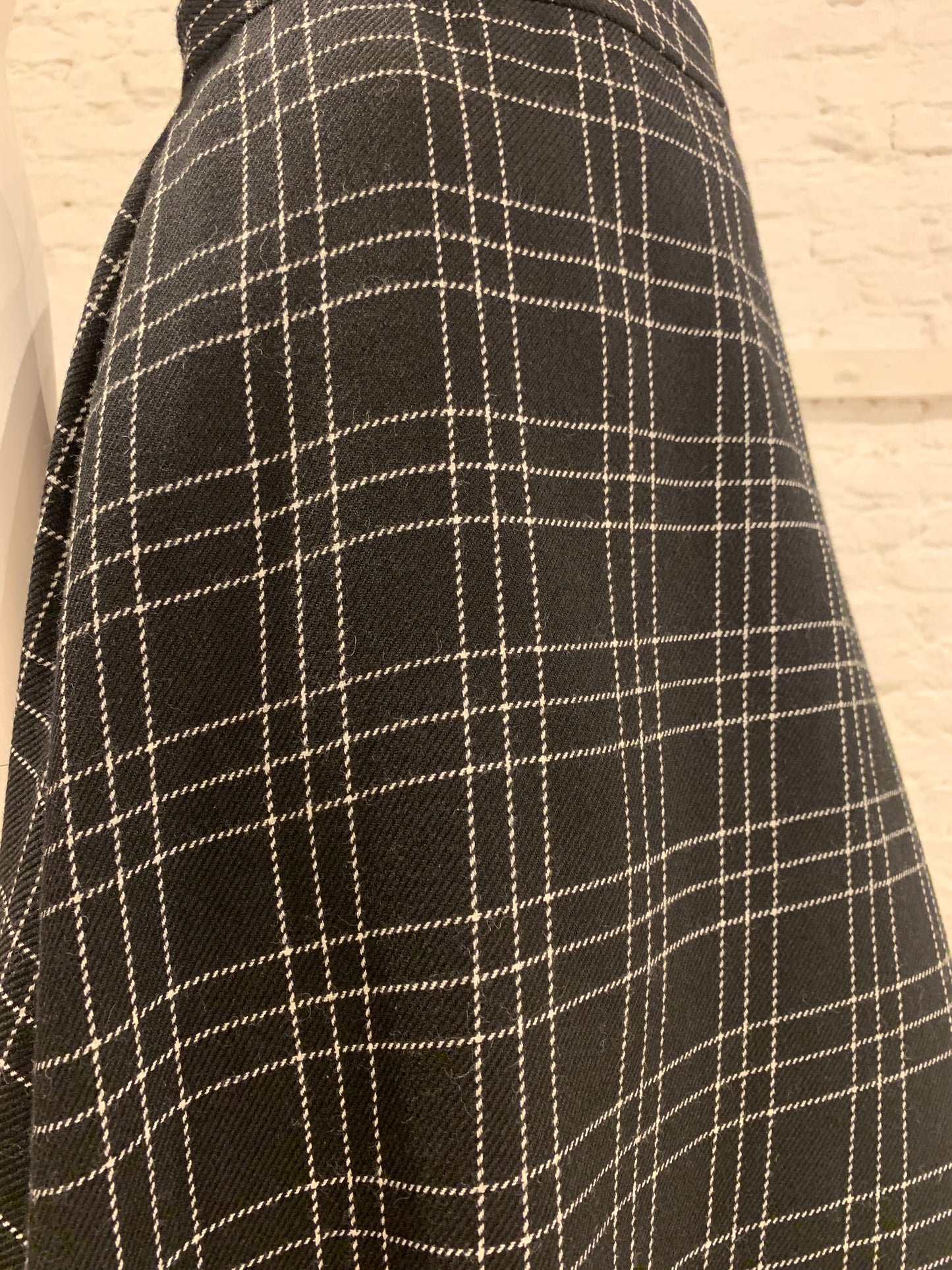 Alexander McQueen Wool  Windowpane Plaid  Peplum Asymmetric Skirt