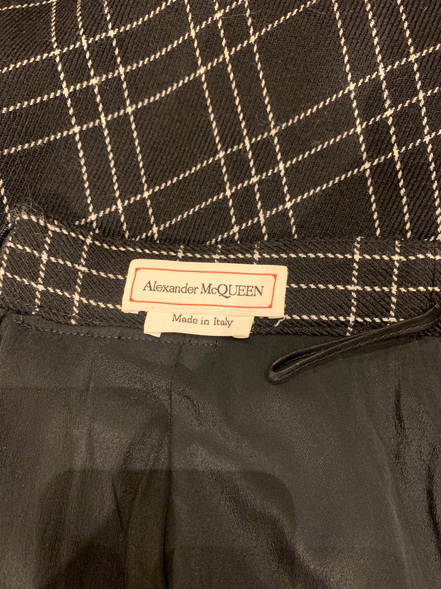 Alexander McQueen Wool  Windowpane Plaid  Peplum Asymmetric Skirt