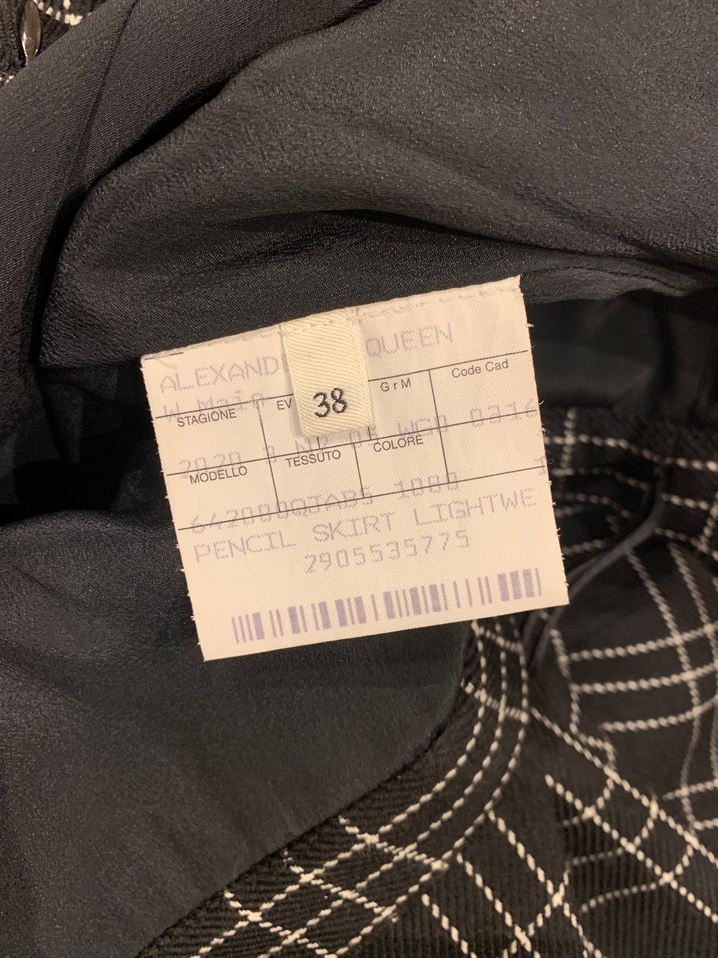 Alexander McQueen Wool  Windowpane Plaid  Peplum Asymmetric Skirt