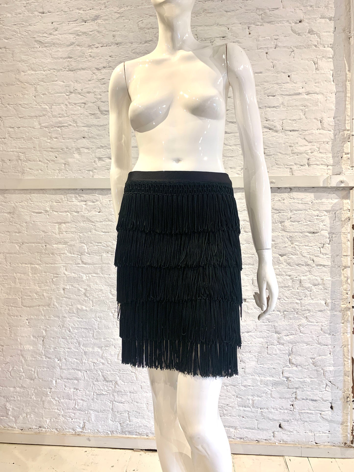 Vintage 1990s Helen Storey fringed mini tier skirt