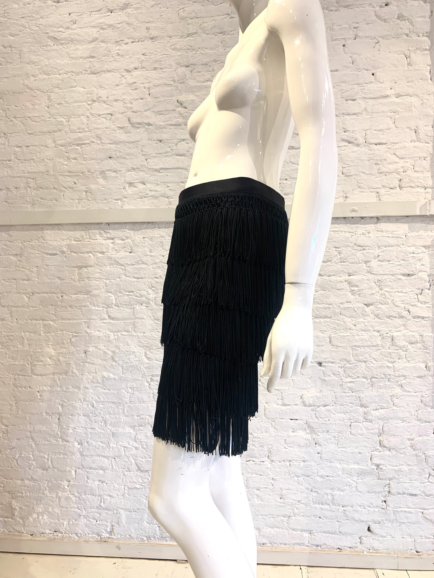 Vintage 1990s Helen Storey fringed mini tier skirt