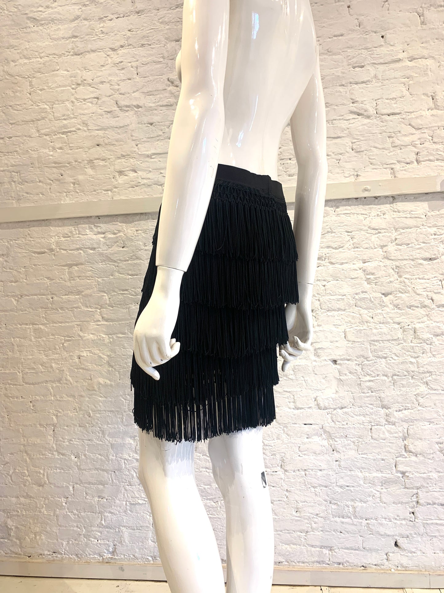 Vintage 1990s Helen Storey fringed mini tier skirt
