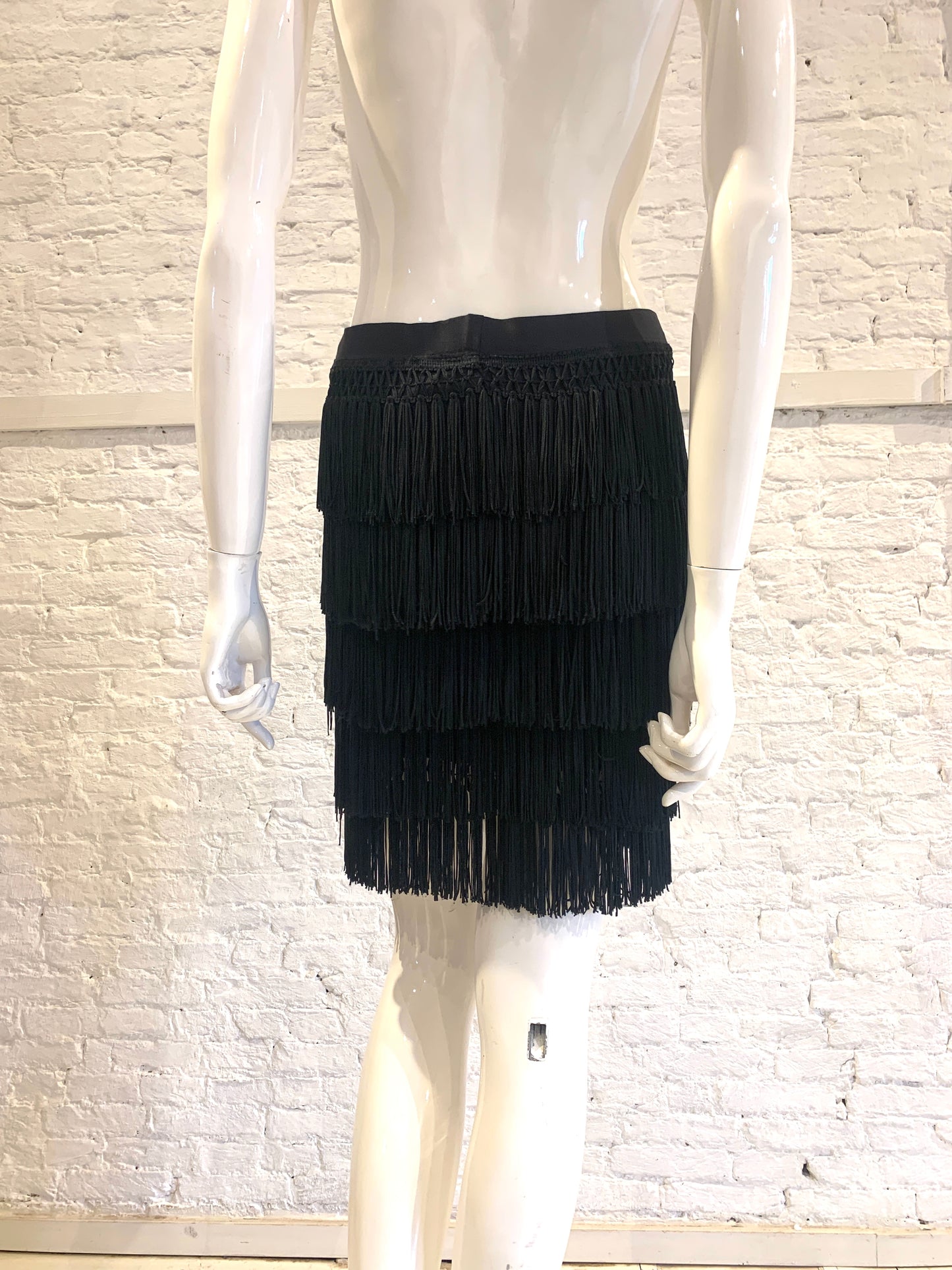 Vintage 1990s Helen Storey fringed mini tier skirt
