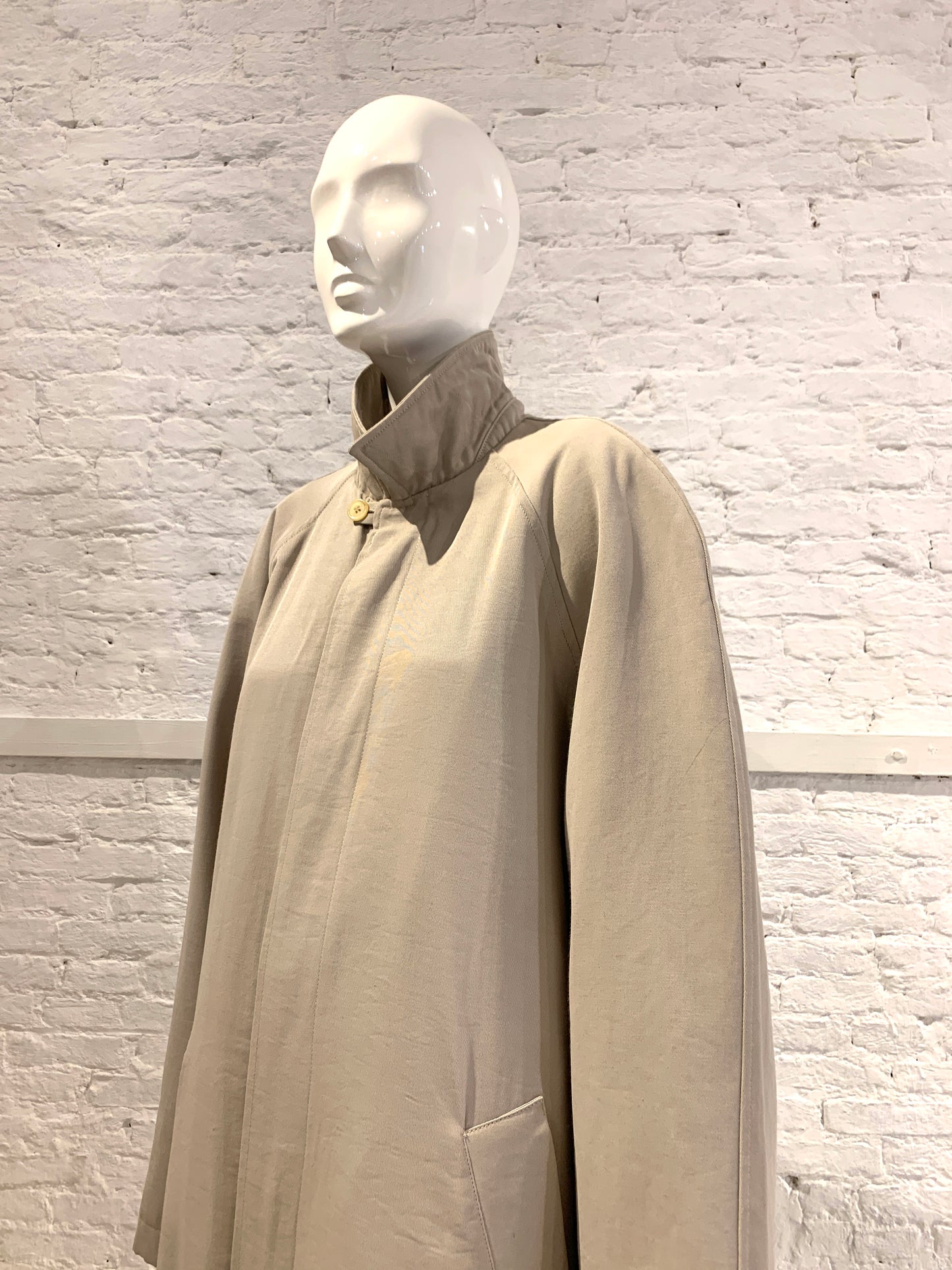Katharine Hamnett 1980s Beige Gabardine Quilted Raglan sleeve Oversized Mac Coat