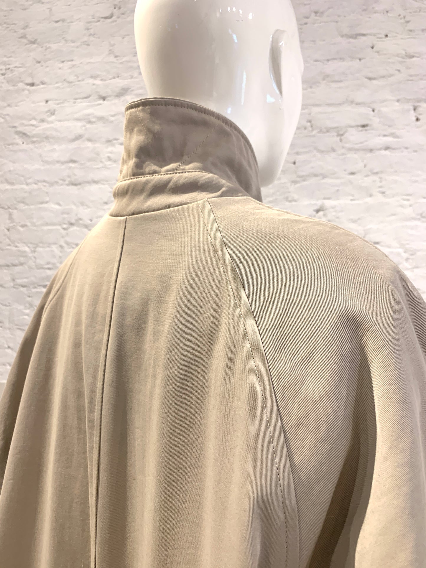 Katharine Hamnett 1980s Beige Gabardine Quilted Raglan sleeve Oversized Mac Coat