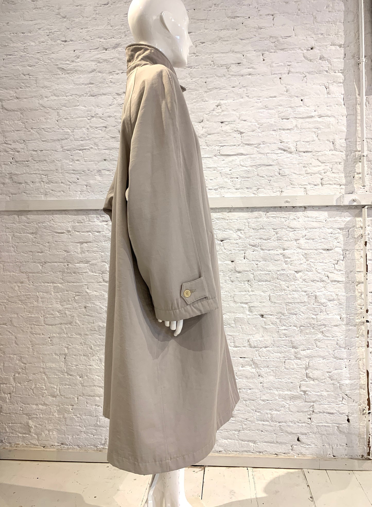 Katharine Hamnett 1980s Beige Gabardine Quilted Raglan sleeve Oversized Mac Coat