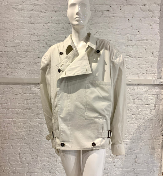 Rare Vintage Ungaro Uomo Paris Ivory Cotton Oversized Slouchy Jacket Blouson