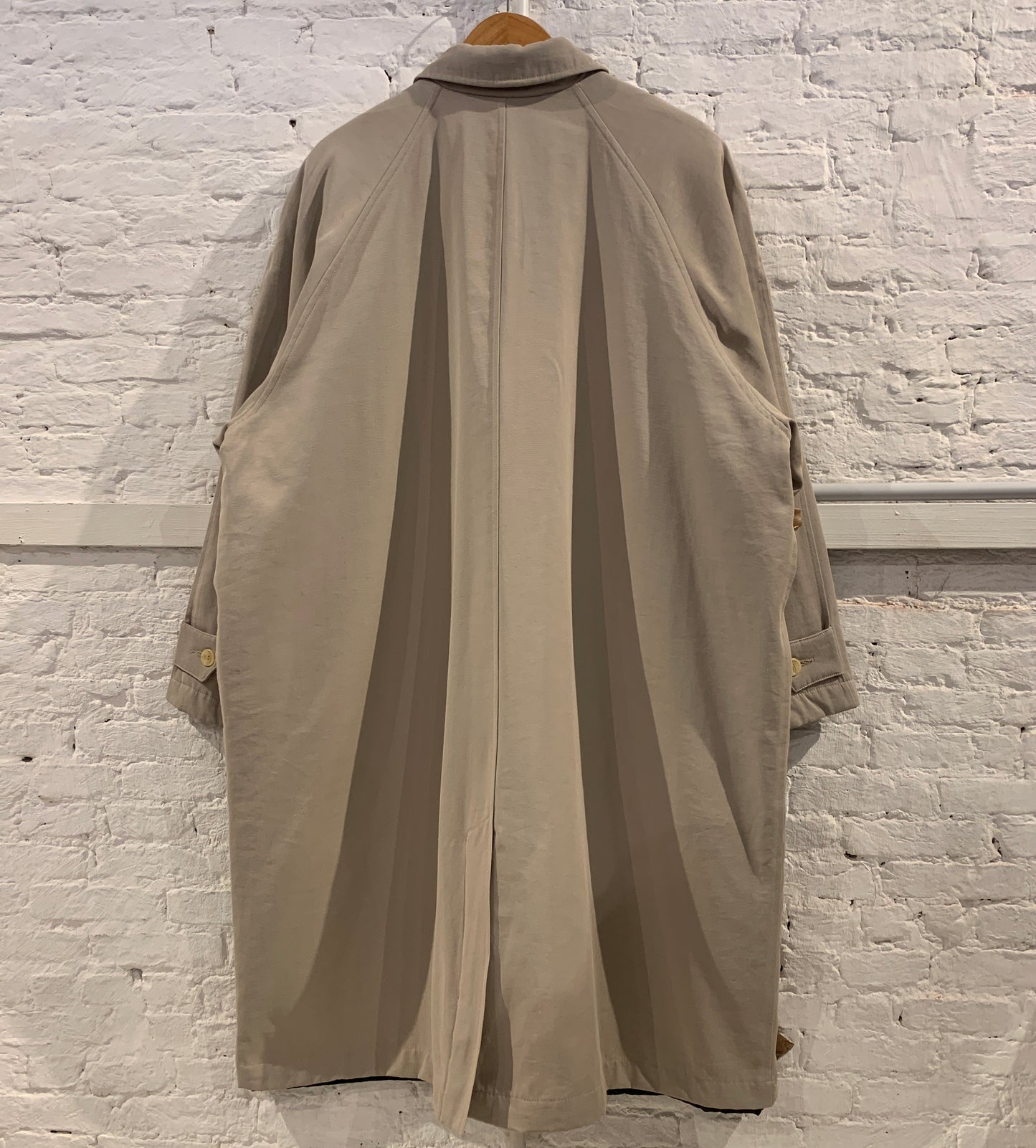 Katharine Hamnett 1980s Beige Gabardine Quilted Raglan sleeve Oversized Mac Coat