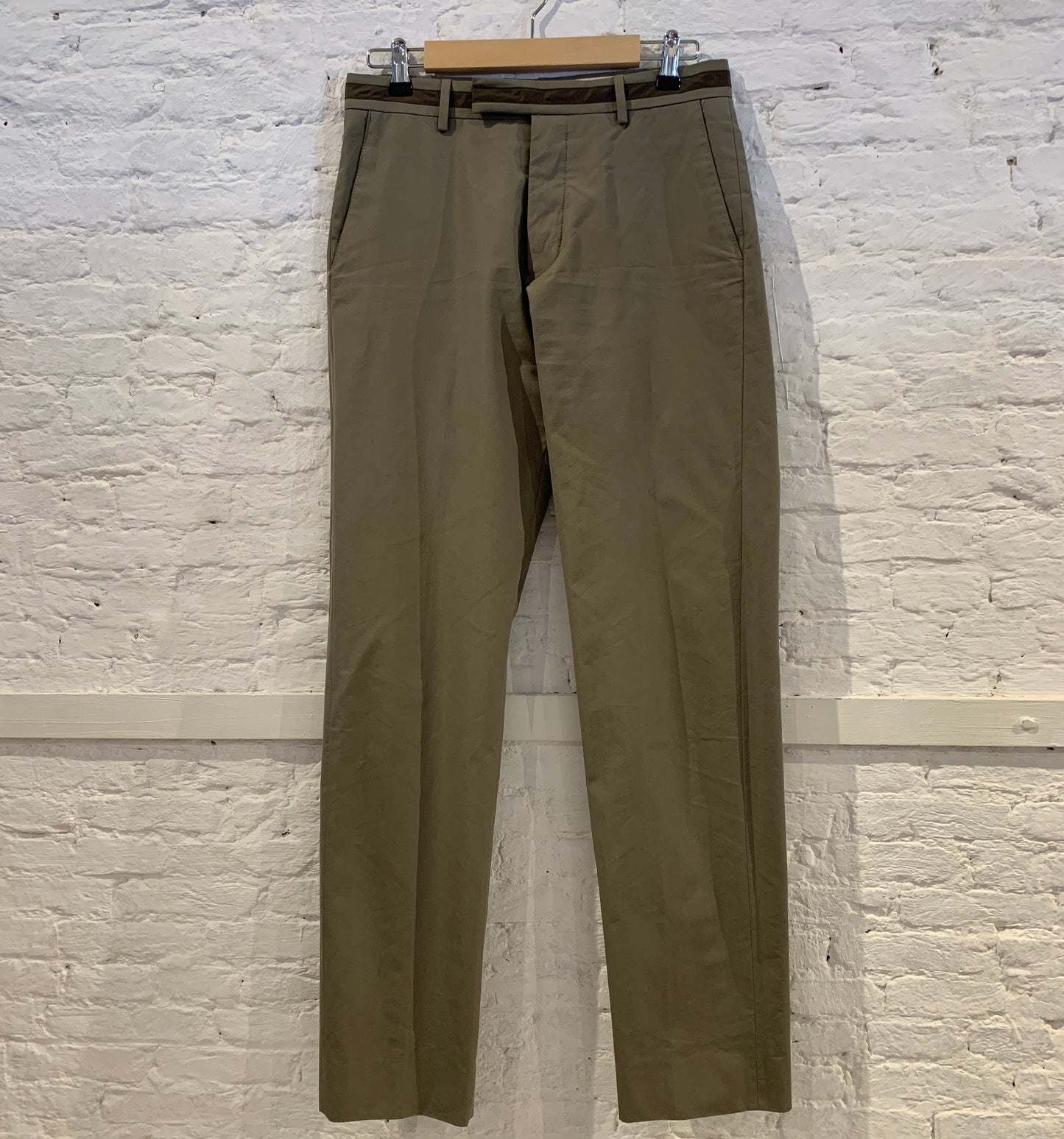Vintage  1990s Helmut Lang Waxed Cotton Nylon Ribbon Waistband Cigarette Trousers