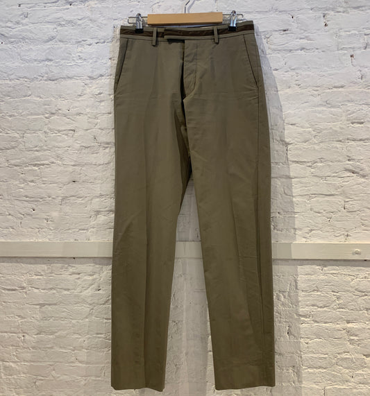 Vintage  1990s Helmut Lang Waxed Cotton Nylon Ribbon Waistband Cigarette Trousers