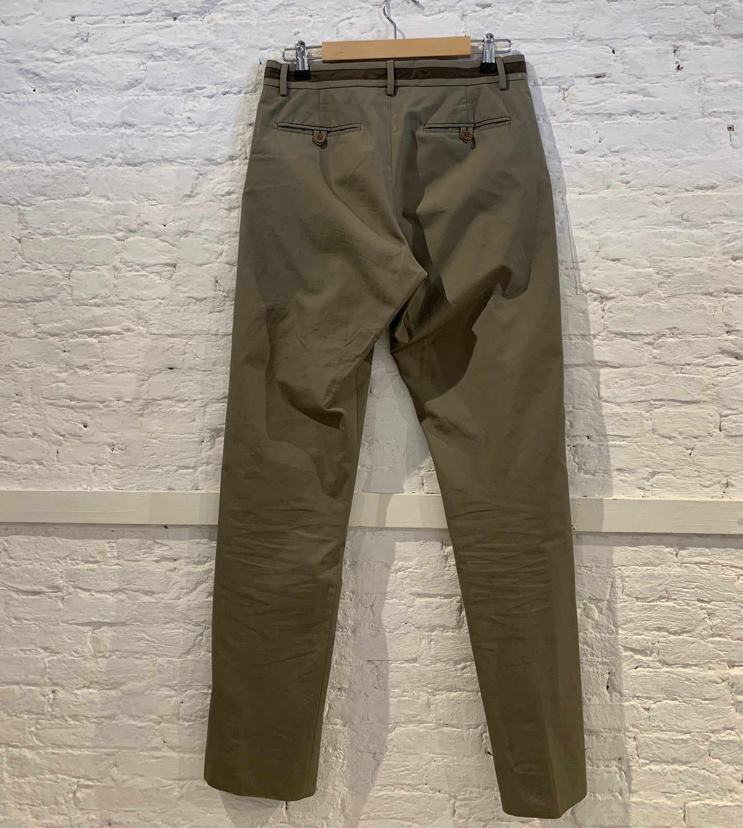 Vintage  1990s Helmut Lang Waxed Cotton Nylon Ribbon Waistband Cigarette Trousers