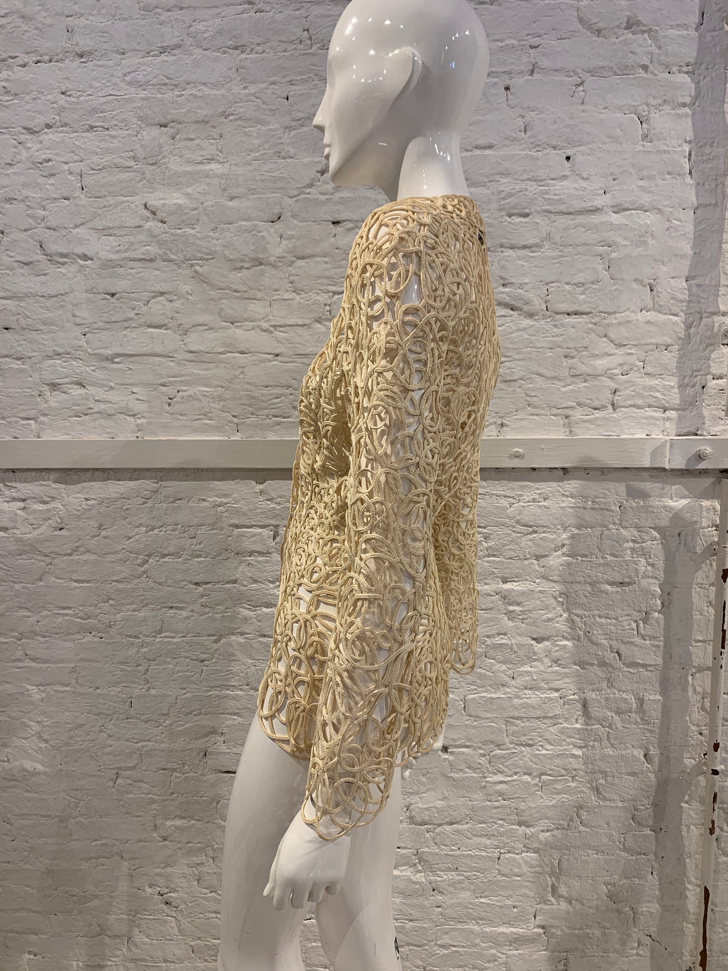 1980s /90s Thierry Mugler Paris Cream Macrame Sculptured Rayon Jacket