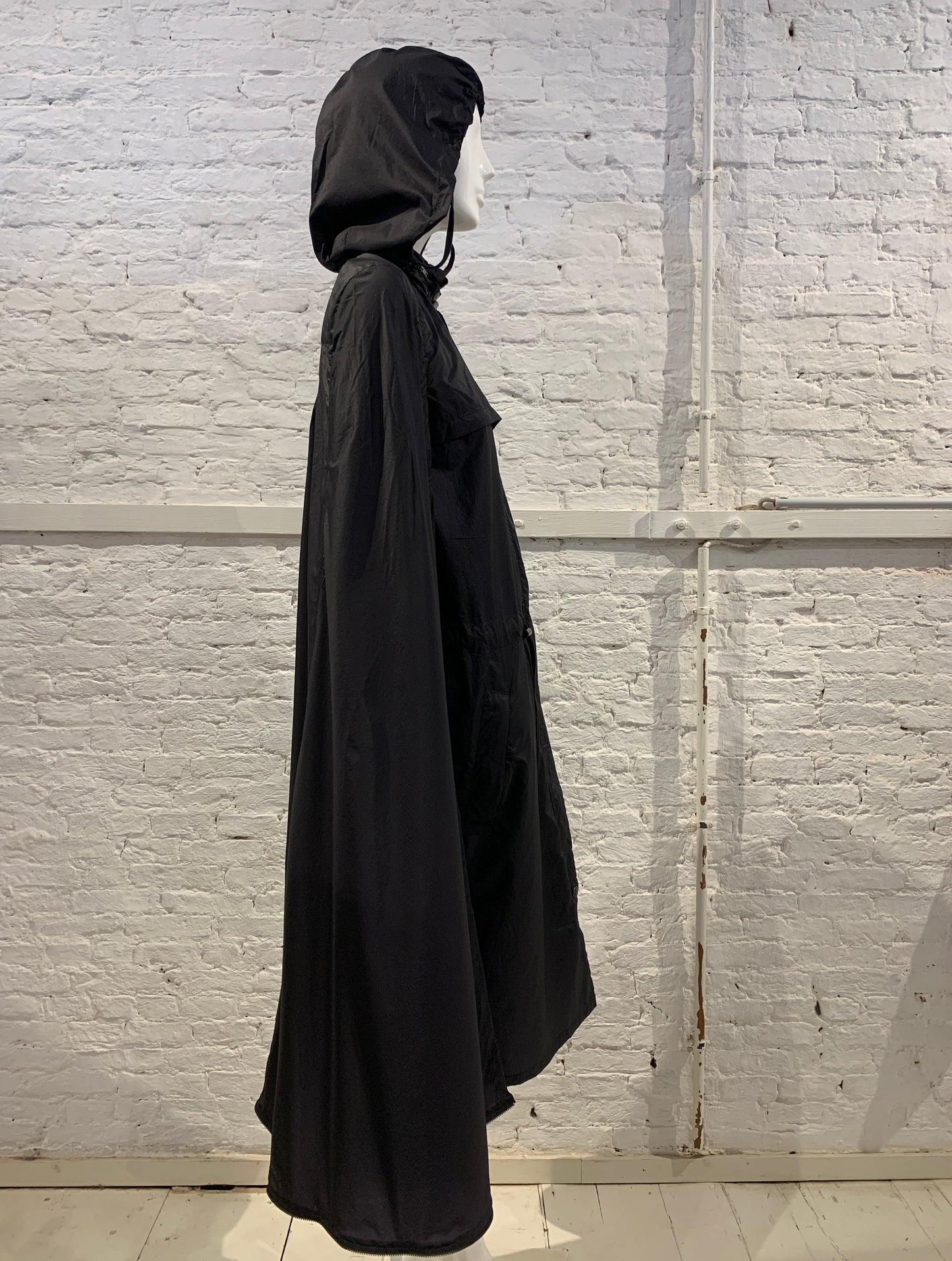 Veronique Branquinho, Vintage Black Nylon Hooded Cape Dress